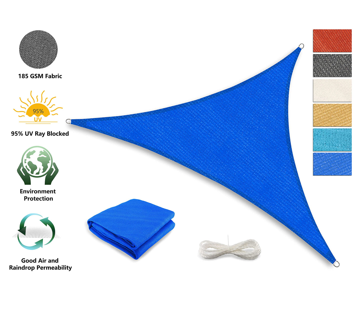 Tronssien Triangle 16'x16'x23' Sun Shade Sail, 95% UV Blockage Canopy Awning for Outdoor Patio and Garden, Yard Activities