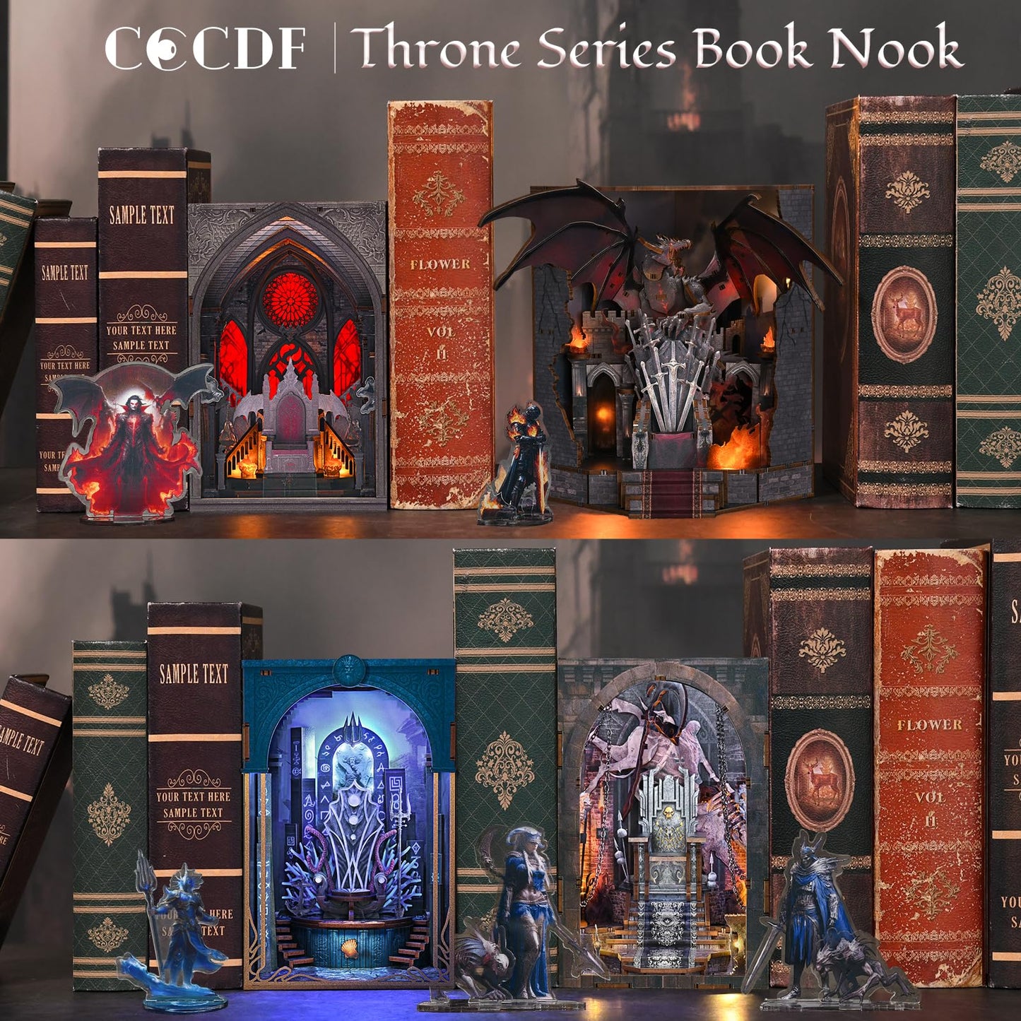 CCCDF Book Nook Kit - DIY Miniature House Dollhouse Kit for Beginners, Adults and Teens, Booknook Tiny House Bookshelf Decor, Gifts for Family, Friends (Throne of Blades)