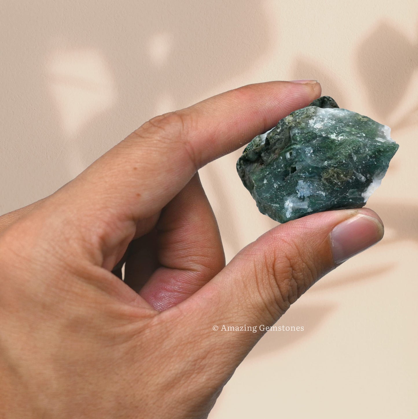 Amazing Gemstone 2 Pieces Moss Agate Raw Crystals and Healing Stones, Natural Rocks for Tumbling and DIY Raw Stones and Crystals