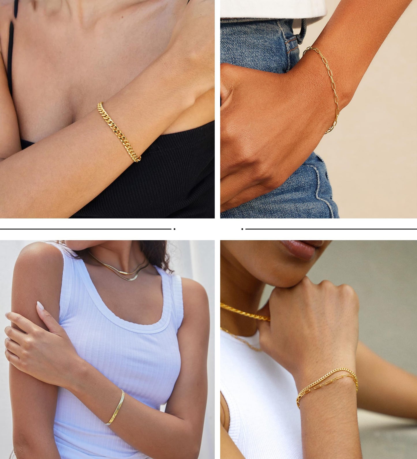 DEARMAY 14K Gold Plated Bracelets for Women Jewelry Sets Stack Trendy Dainty Stackable Paperclip Rope Snake Box Figaro Chain Bracelets Pack Costume Fashion Gifts