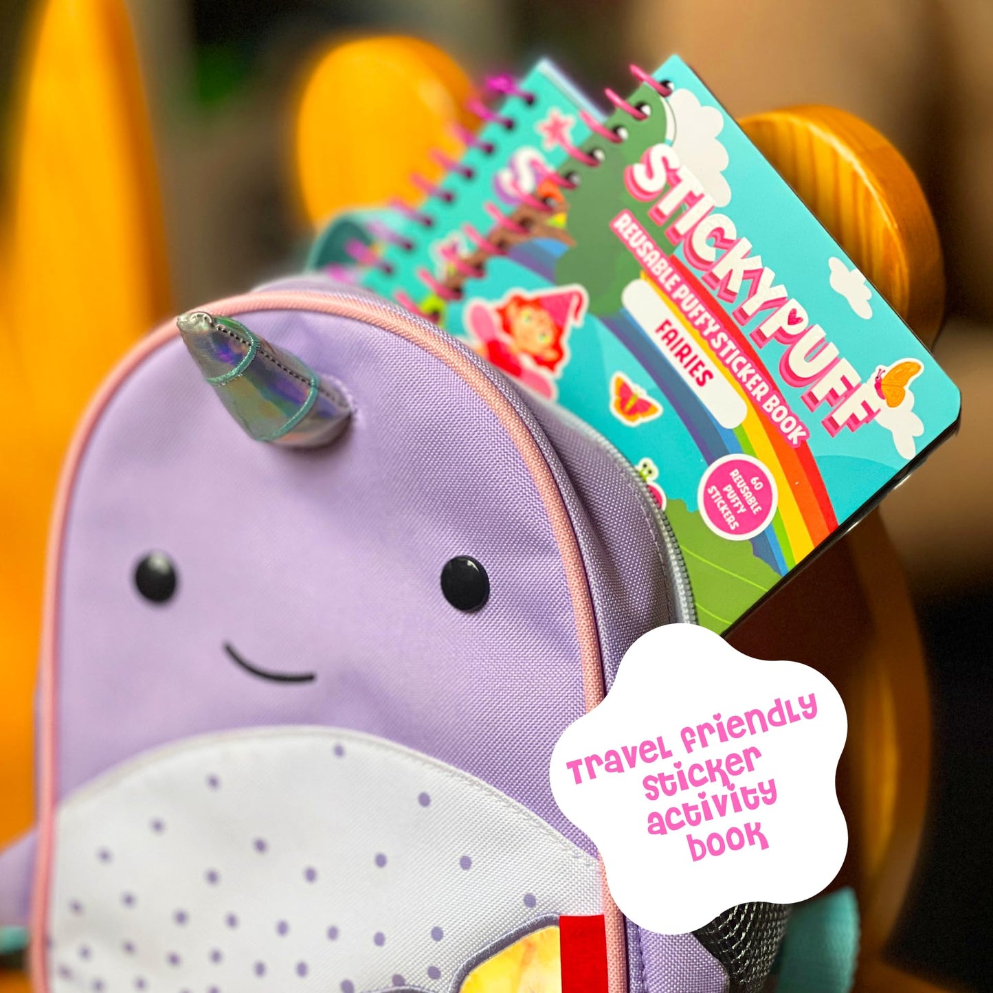 DINO MINI Stickypuff Value Pack - 3 Reusable Puffy Sticker Book for Toddlers - Puffy Stickers for Toddlers - Travel Activities for Kids Ages 4-8 - Screen Free Birthday Gifts (Wonderland)