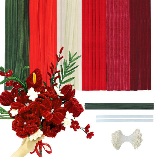 300 Pieces 6 Colors Pipe Cleaners Craft,Chenille Stems for DIY Flower Making Kit,Red Series,Thick Fluffy Chenille Stems,Perfect for Arts & Crafts/Making Animals and Festive Decoration
