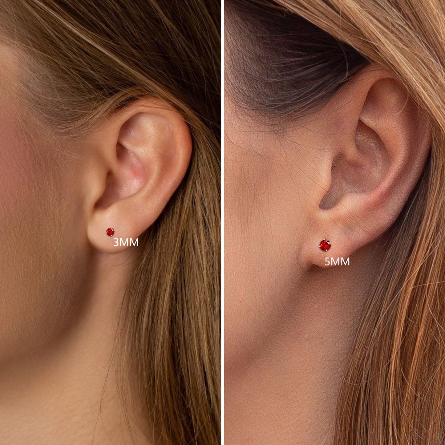 Mothers Day Gifts Red Stud Earrings for Women, Red Earrings as Flat Back Stud Earrings for Women, 18k Gold Hypoallergenic Earrings Birthday Gifts