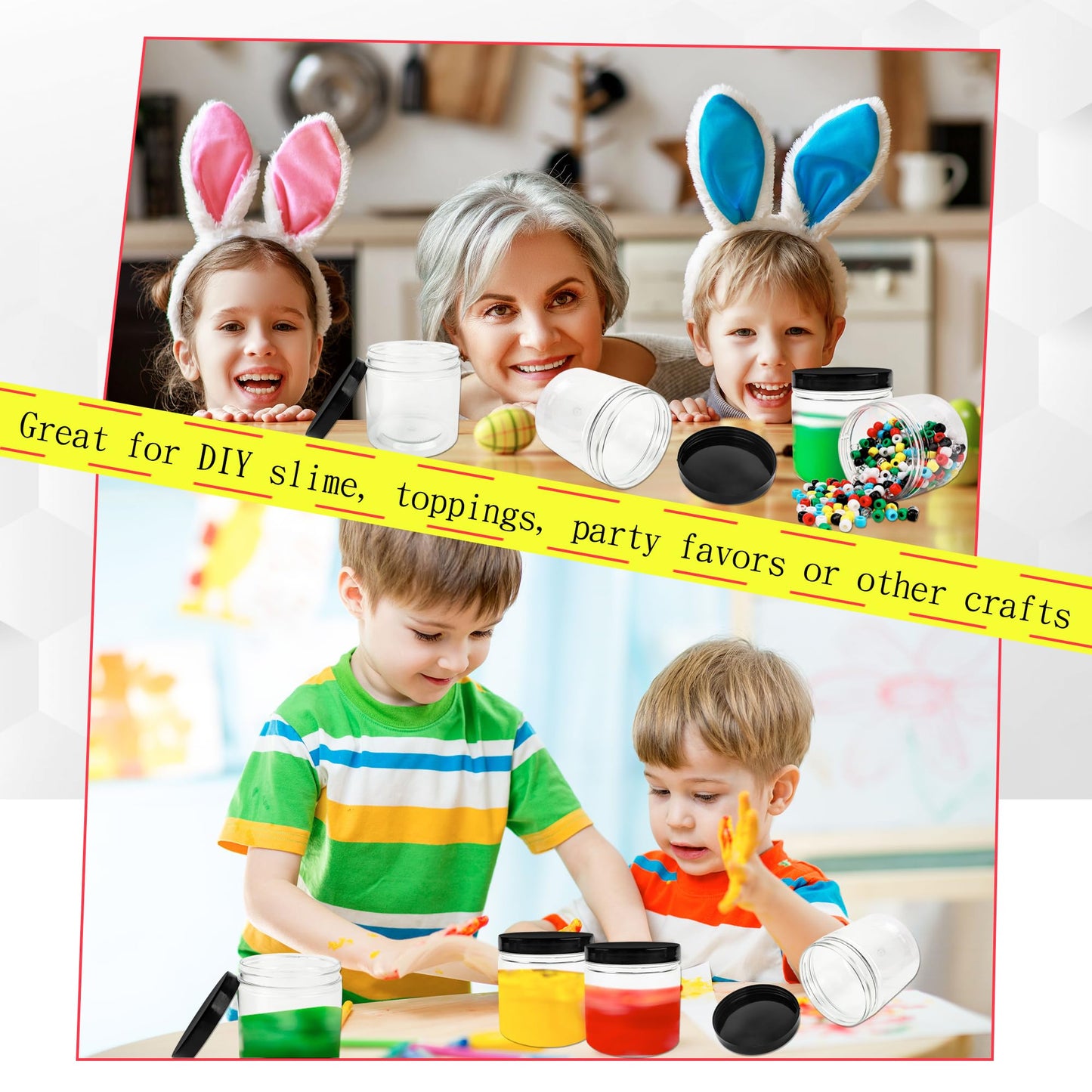 20 Pack 12 oz Plastic Jars with Lids Plastic Empty Storage Containers Refillable Clear Round Cosmetics Containers for Candy Kitchen Food Storage DIY Crafts Making