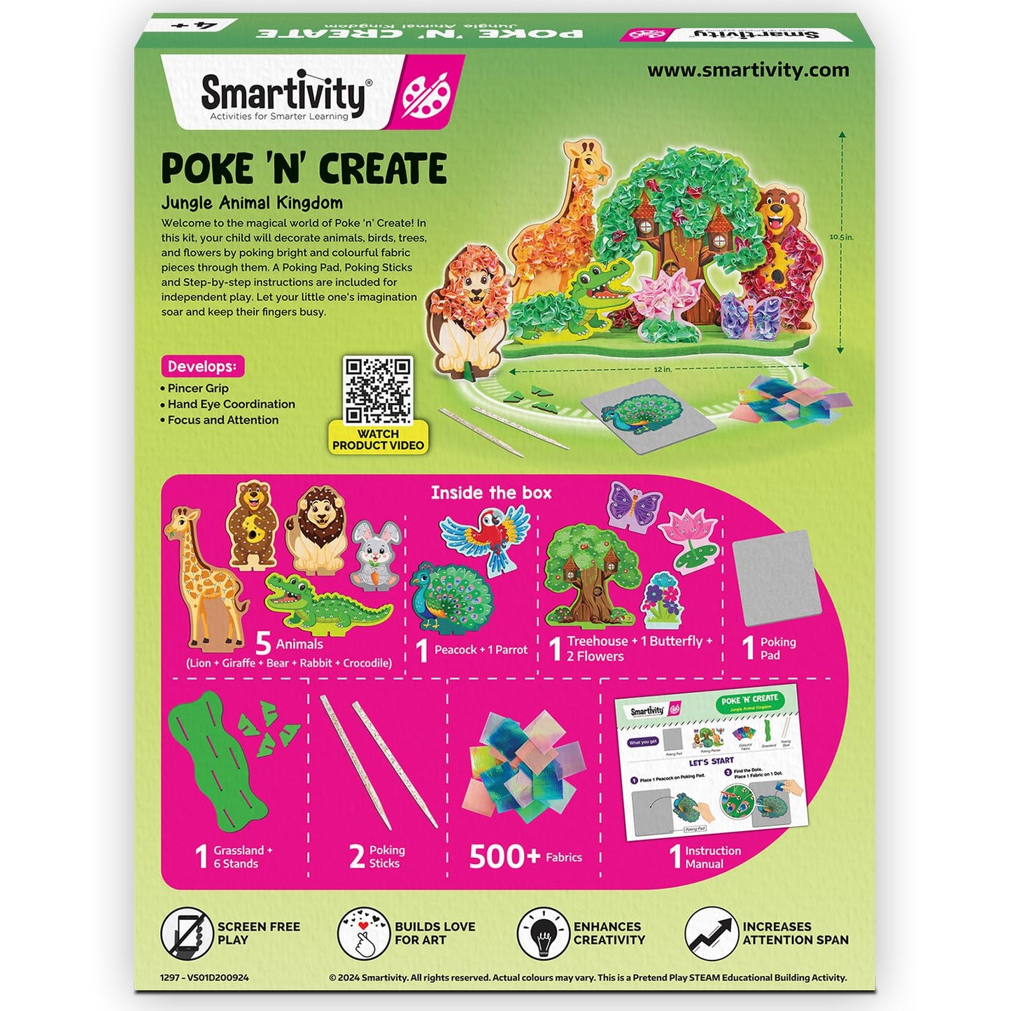 Smartivity Poke ‘n’ Create Art Kit for Kids 4 to 10 Years, Creative Christmas, Birthday Gift for Girls & Boys Age 4, 5, 6, 7, 8, 9, 10 Years Old, DIY Art & Craft Activity Kit