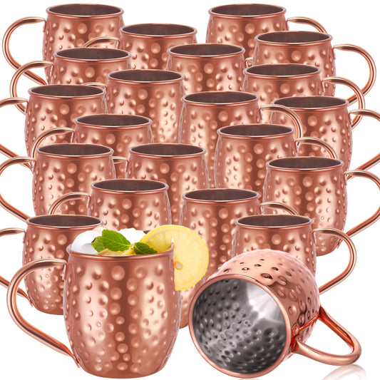 Didaey 24 Pcs Moscow Mule Mugs Set 12oz Rose Gold 304 Stainless Steel Moscow Mule Cups Bulk Hammered Copper Cups Tarnish Resistant Copper Plated Mug for Cold Drinks Beer Wine Bars Parties Gifts
