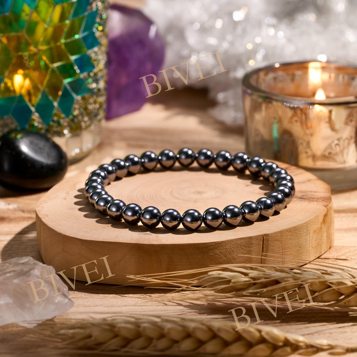 Hematite - Mental Mastery - 6mm Beaded Bracelets for Women Handmade Semi Precious Natural Stone Stretch Elastic Jewelry Yoga Protection Gifts Small