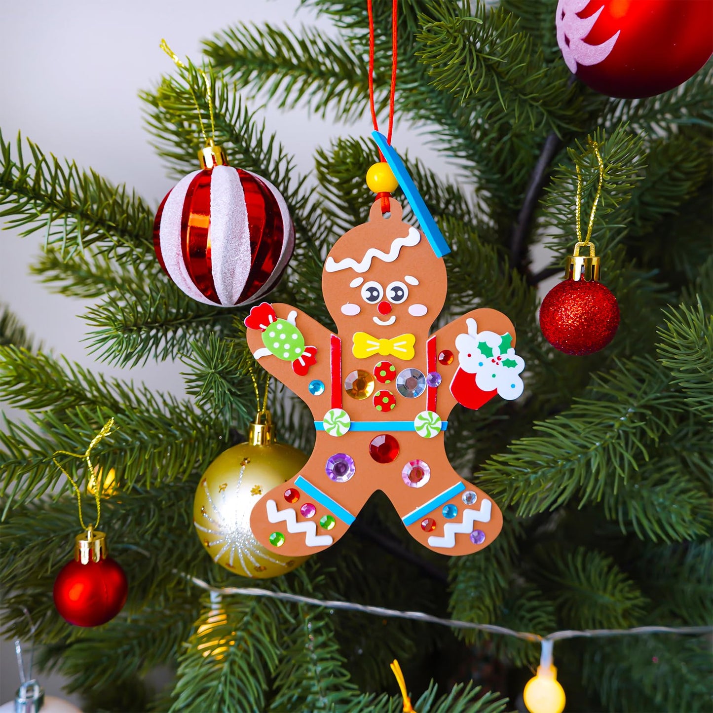 Winlyn 24 Sets 12 Designs Christmas Craft Kits Winter Crafts DIY Gingerbread Man Xmas Tree Ornaments Decorations Festive Foam Stickers Arts and Crafts Kids Holiday Classroom Activities Party Favors