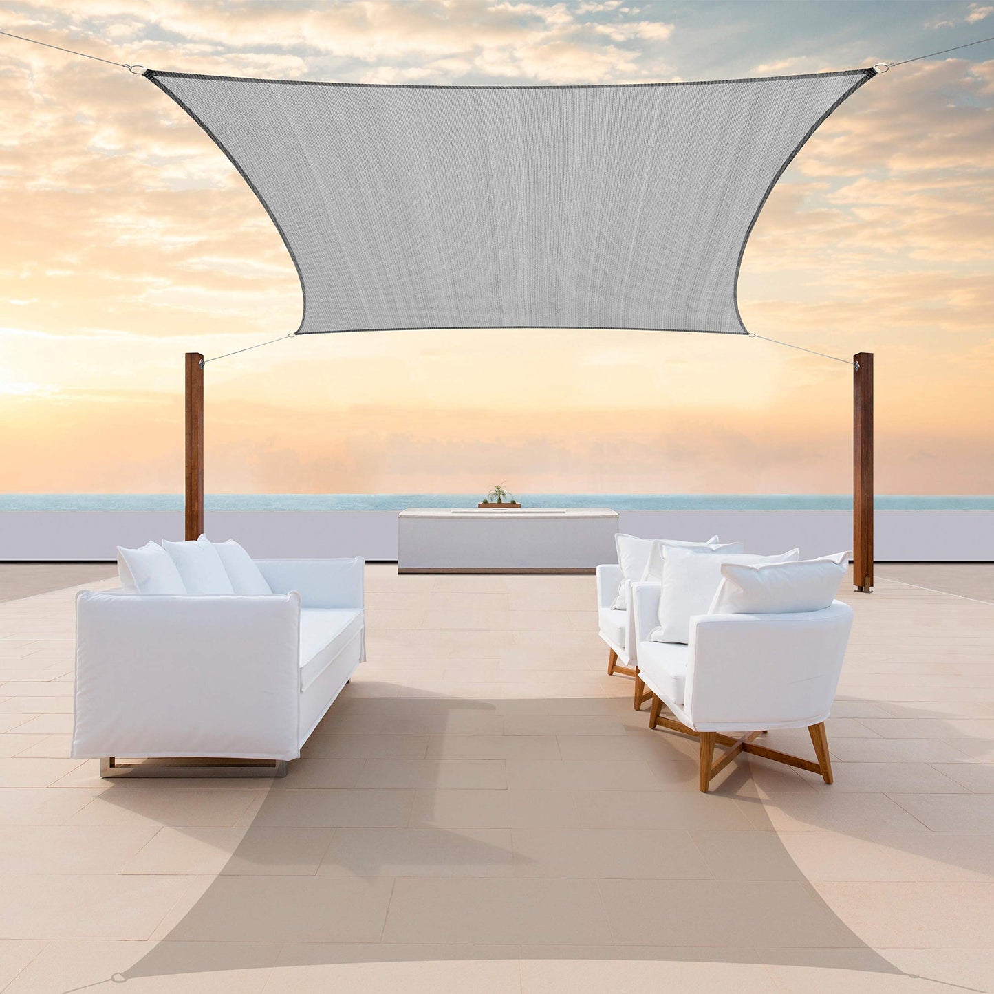 ColourTree 16' x 16' Grey Square CTAPS16 Sun Shade Sail Canopy Mesh Fabric UV Block - Commercial Heavy Duty - 190 GSM - 3 Years Warranty