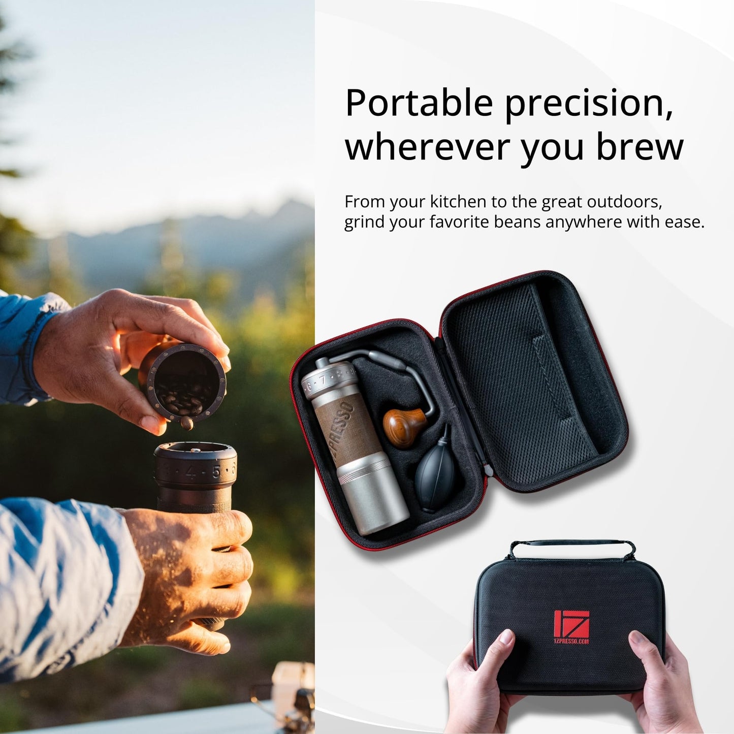 1Zpresso K-Ultra Manual Coffee Grinder Iron Gray with Carrying Case, Assembly Consistency Grind Stainless Steel Conical Burr, Foldable Handle, Numerical External Adjustable Setting, All-Round Grinder