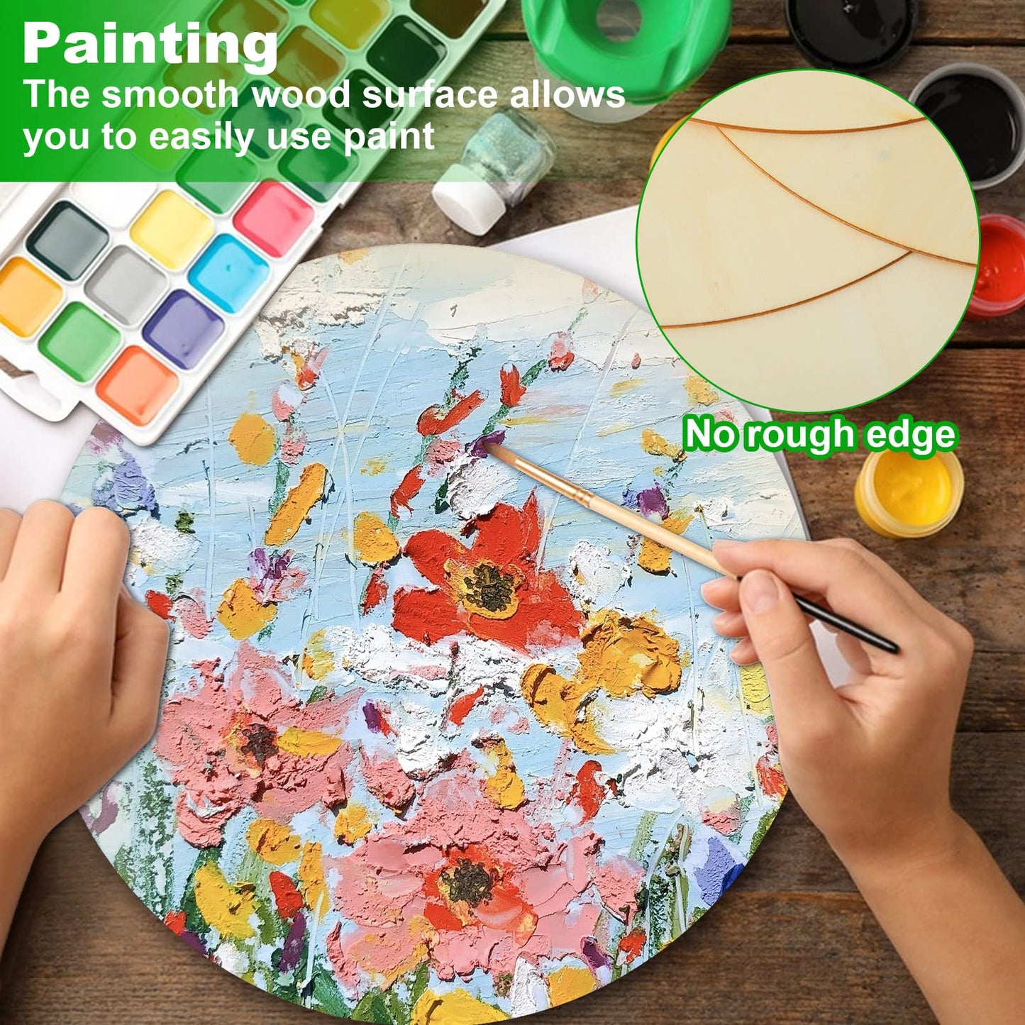 24 Pack 12 Inch Wood Rounds Unfinished Basswood Plywood Wooden Sheets Blank Wood Circle for Crafts Painting School Projects Door Hanger Wood Burning