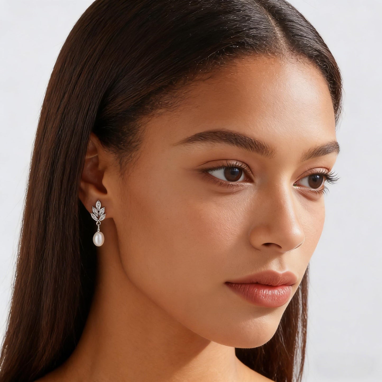 Solistra Pearl Earrings for Women Dainty Diamond Pearl Drop Earrings Silver Plated Dangle Earrings for Weddings Gifts Bridesmaid Gifts