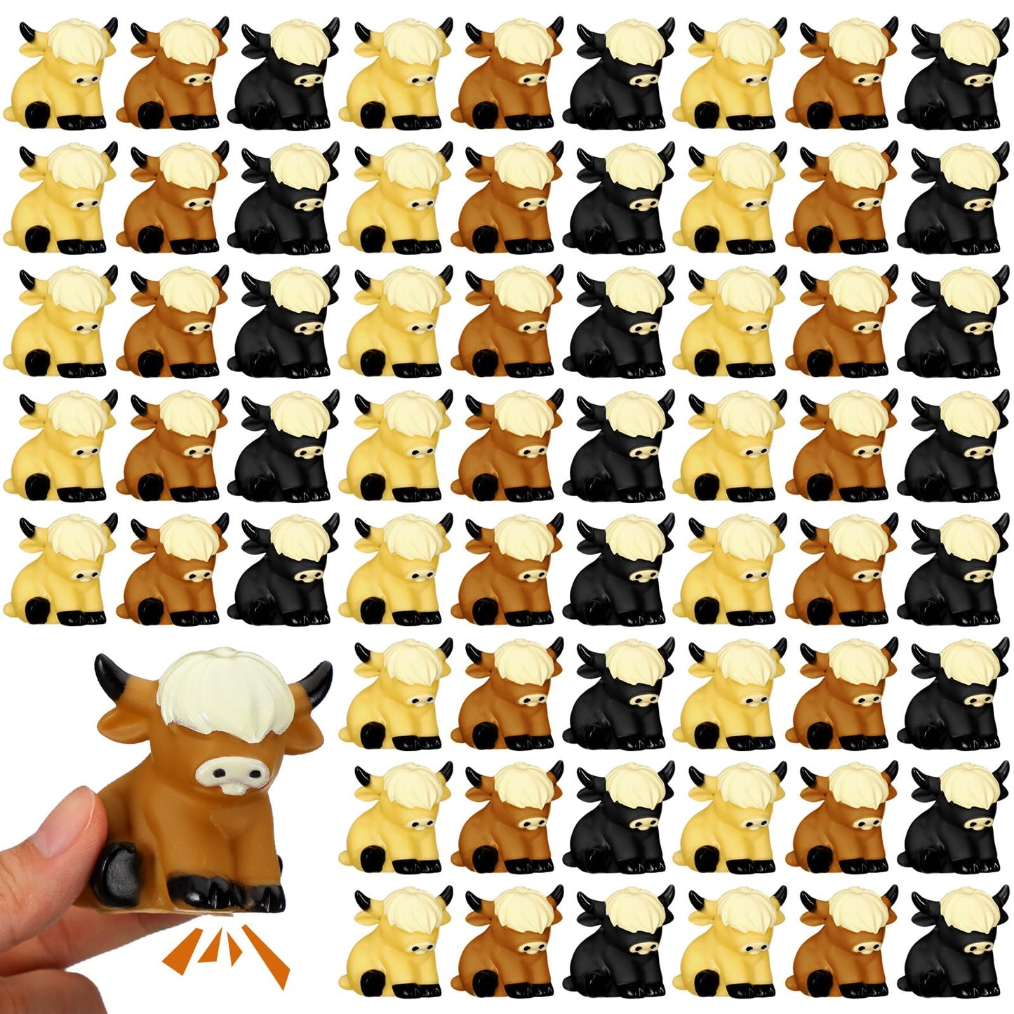 60 Pack Highland Cow Rubber Duck, Squeak and Floating Water Squirting Bath Toys Highland Cow Party Favors for Shower Birthday Gifts Party Gifts