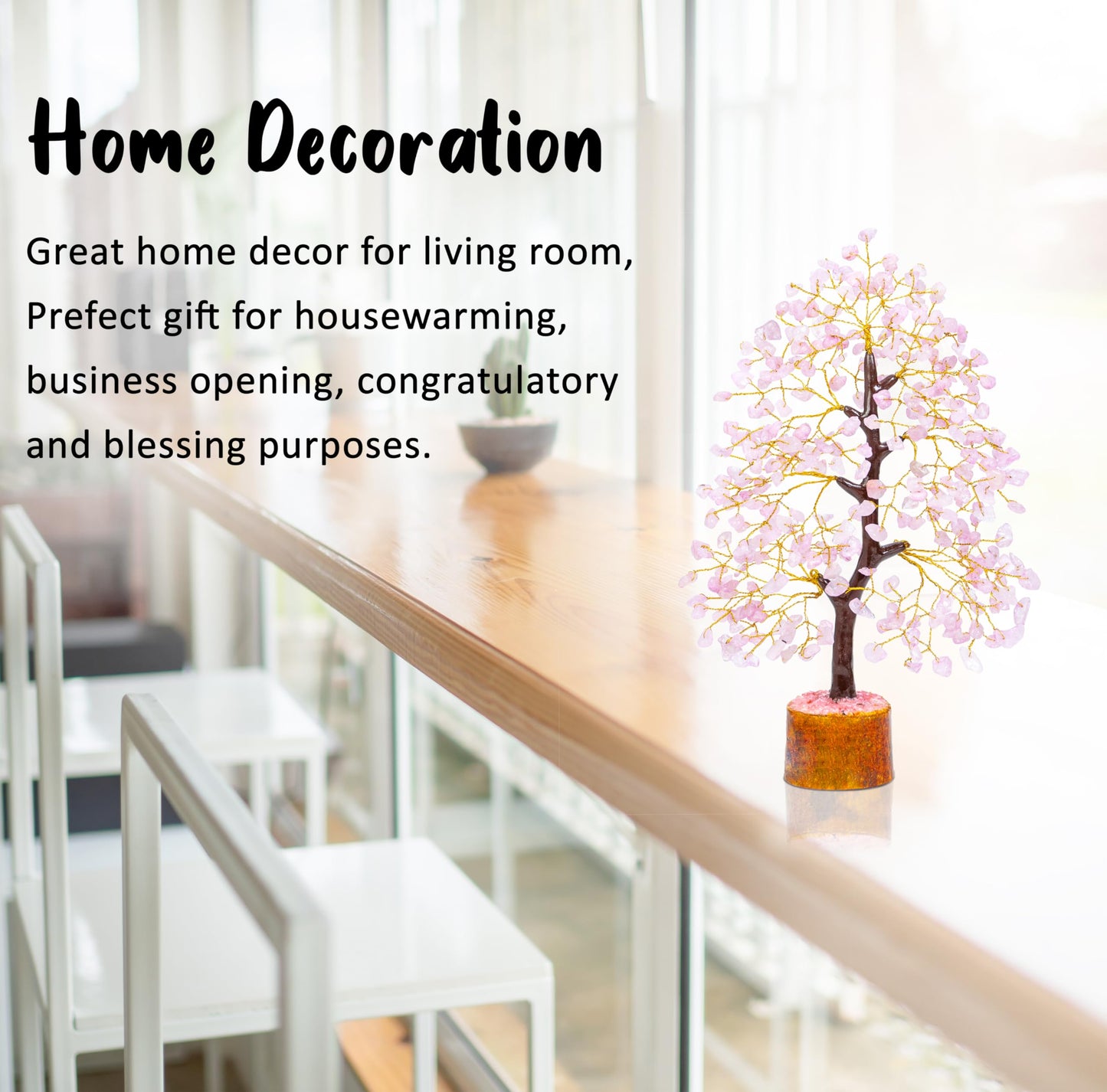 Crocon® Rose Quartz Crystal Tree Room Decor & Cute Pink Home Decor Healing Crystals Chakra Tree of Life Birthday Gifts for Women Mom Her Sister House Warming Gifts Spiritual Presents Womens Gift
