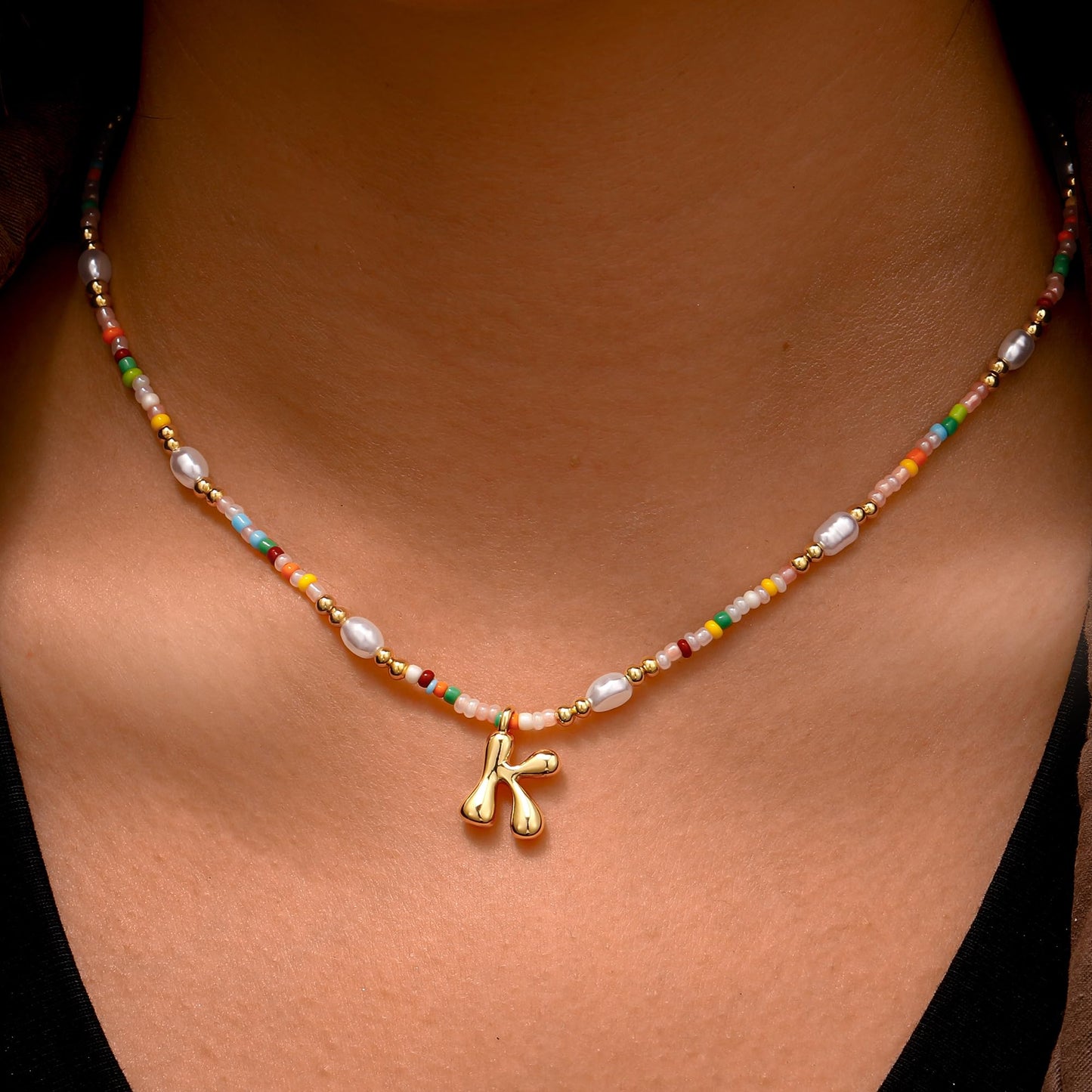 Ritach Initial Necklace for Girls Gifts - Letter Necklaces Bubble Gold Initial E Necklace for Girls Women Beaded Necklaces for Women Girl Jewelry for Little Girl Gifts