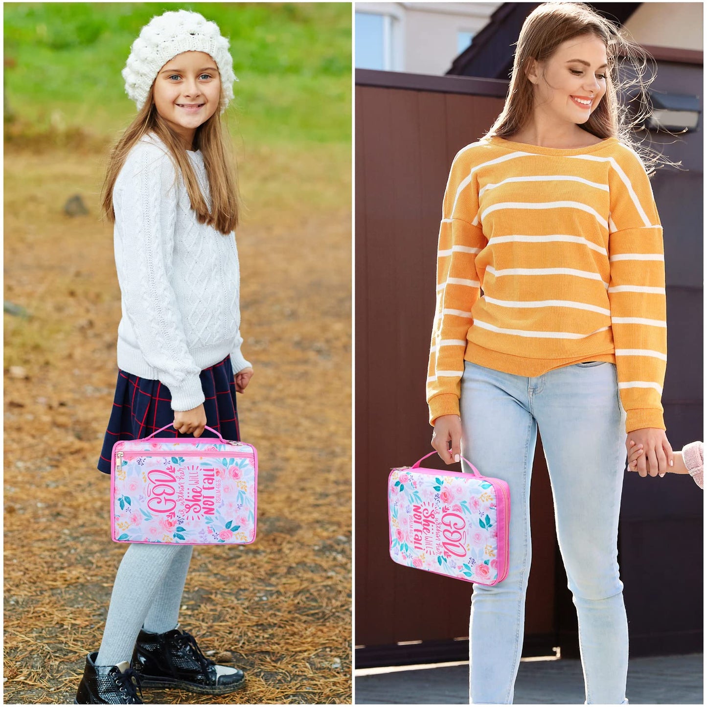 ICOSY Bible Cover Case for Women Girls Kids Bible Bag Case with Handle Kids Girls Bible Study Accessories Supplies