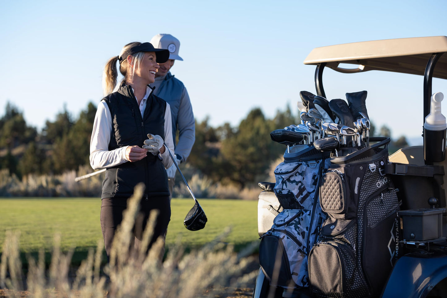 Sun Mountain Women's C130 Lightweight Cart Golf Bag 14-Way Top - 11 Pockets, Smart Dual Strap System, Push-Electric-Riding Cart Compatible Compression Base, 2026 Model - Sport-Paisley-Lavender