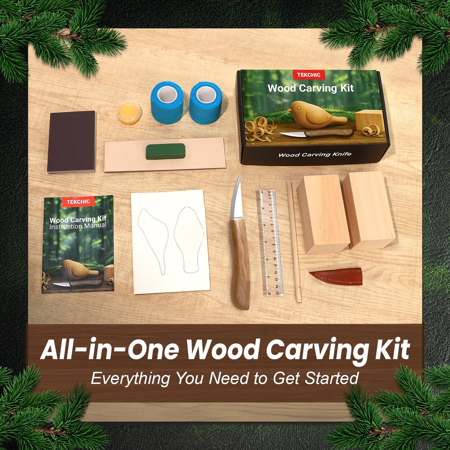 Wood Carving Kit Whittling Knife - 13Pcs Wood Carving Tools Bird DIY Kits for Adults Hobbies Whittling Kit Gift for Beginners & Kids, Craft Kits Includes Safety Wood Carving Knife for Kids