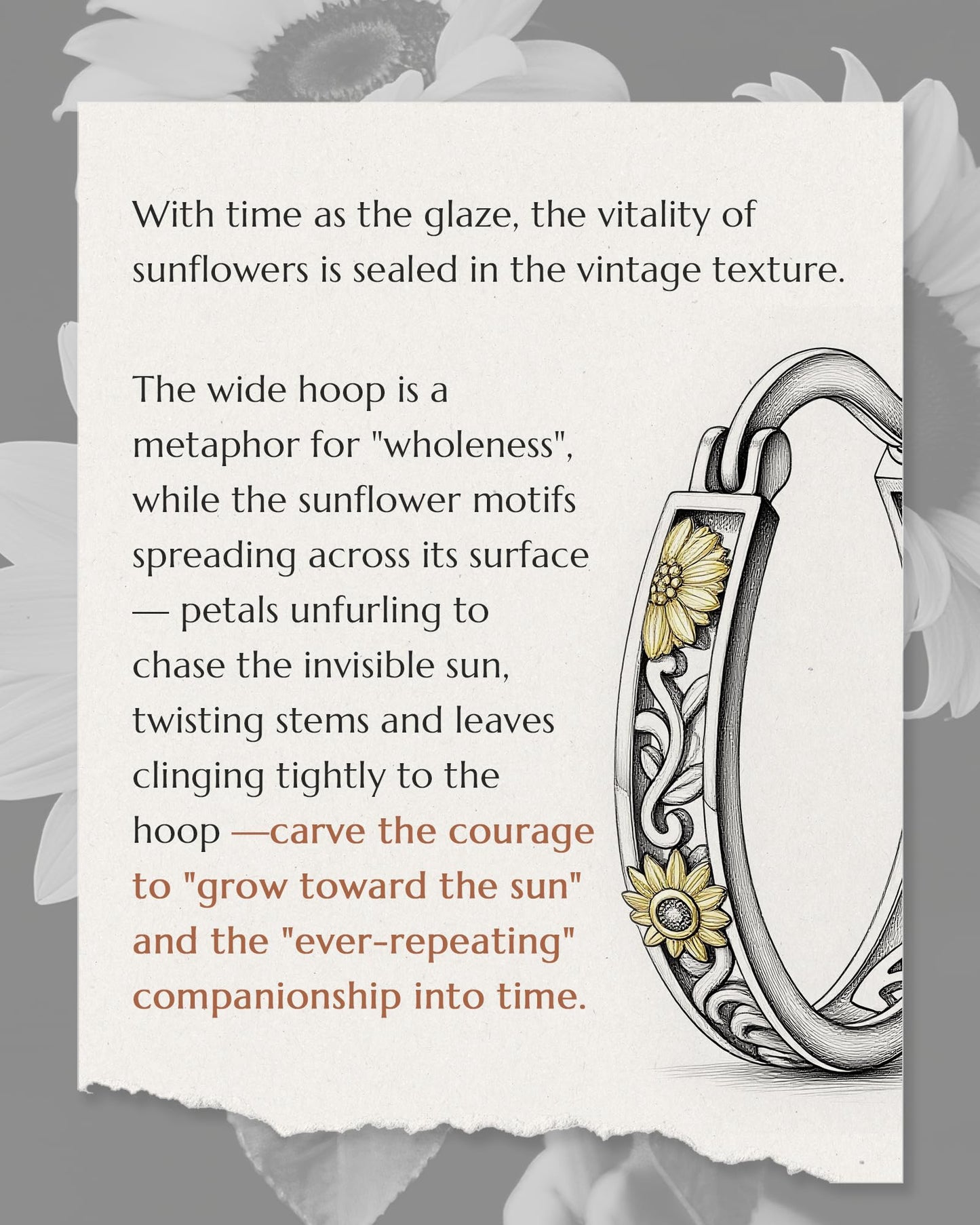 Hypoallergenic-925 Sterling Silver-Two Tone-Sunflower Daisy Hoop Earrings - Your Daily Sunshine Sweet Commute Gift for Women
