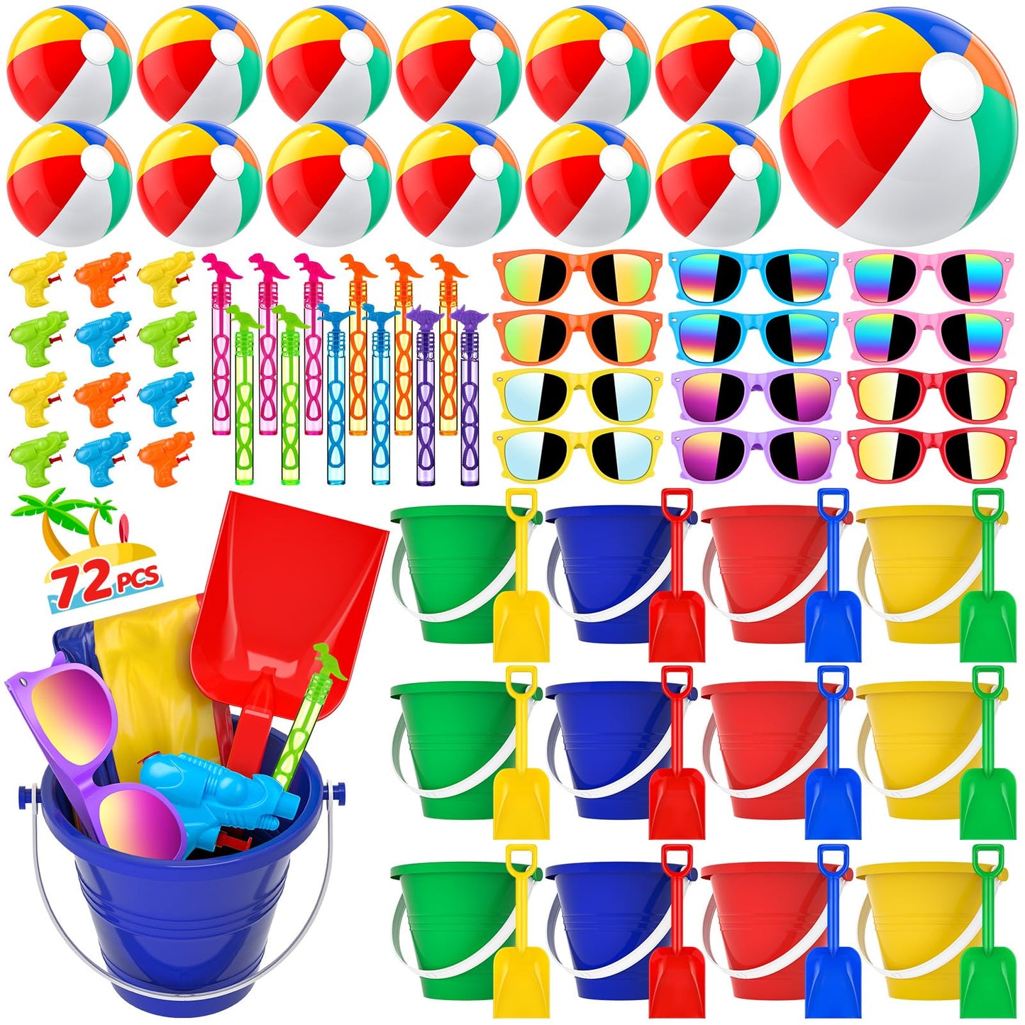 GIFTINBOX Pool Party Favors Beach Party Favors - Pool Toys For Kids Ages 3 4 5 6 7 8 Beach Balls Bulk, Kids Sunglasses, Bubble Wands, Summer Toys for Party Supplies Birthday