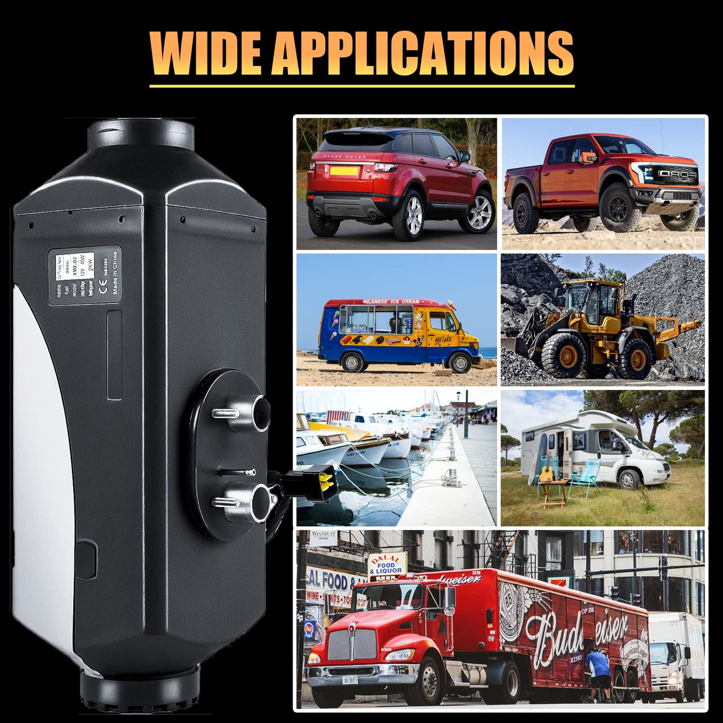 WAYSKA Diesel Heater 12V, 5L Tank, Diesel Heater 2KW, Muffler, Diesel Parking Heater with LCD Monitor & Remote Control for Trucks, Trailer, Boat and Motor-Home