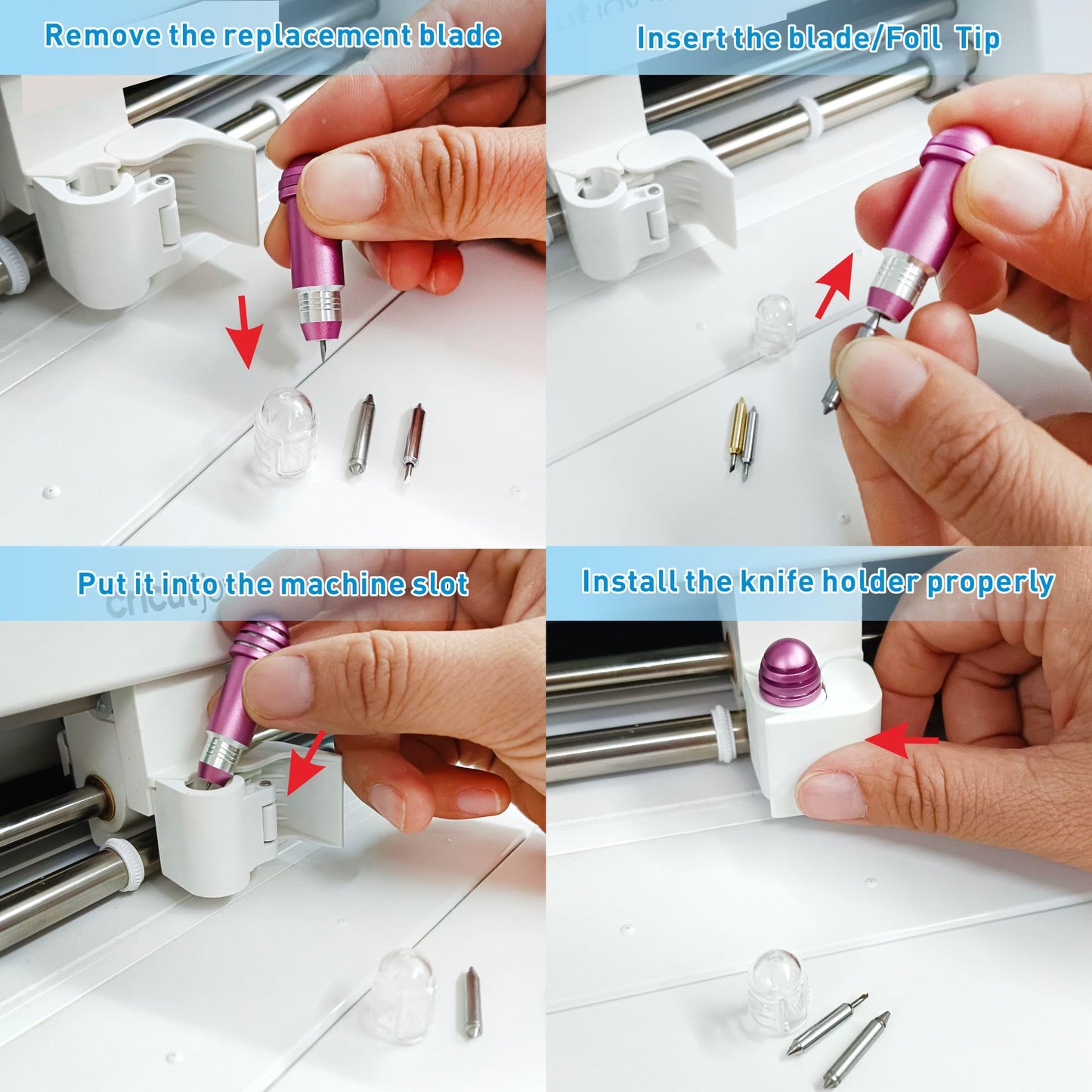 2 Pack Cutting Blades + Housing & Foil Transfer Kit for Cricut Joy/Joy2/Xtra，Cut a Wide Variety of Materials. Foil Transfer Tool Makes it easyto Embellish Insert Cards (Bule)