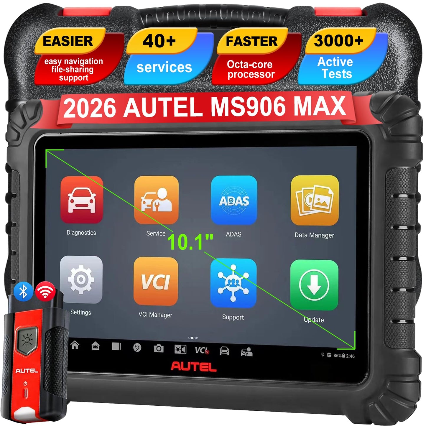 Autel MaxiSys MS906MAX 2026 Way Better Than MS906 Pro, Autel Scanner, Top Scan Tool DoIP CANFD Diagnostic Tool, Upgrade of MK900 MP900BT MS906BT MK908 3000+Active Test All System Diagnosis