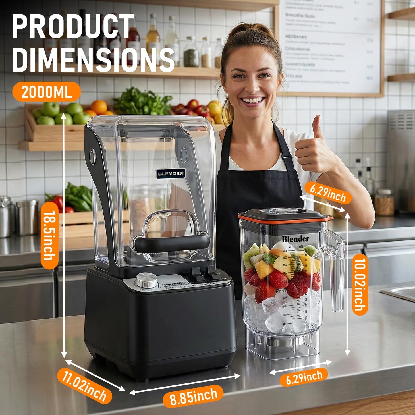 Nalison Professional Commercial Quiet Blender Soundproof Shield ，70 Oz Quiet Professional Blender 1800W Commercial Blenders for Smoothies, Noise Reduction blending for Family and Business (Model: G3)