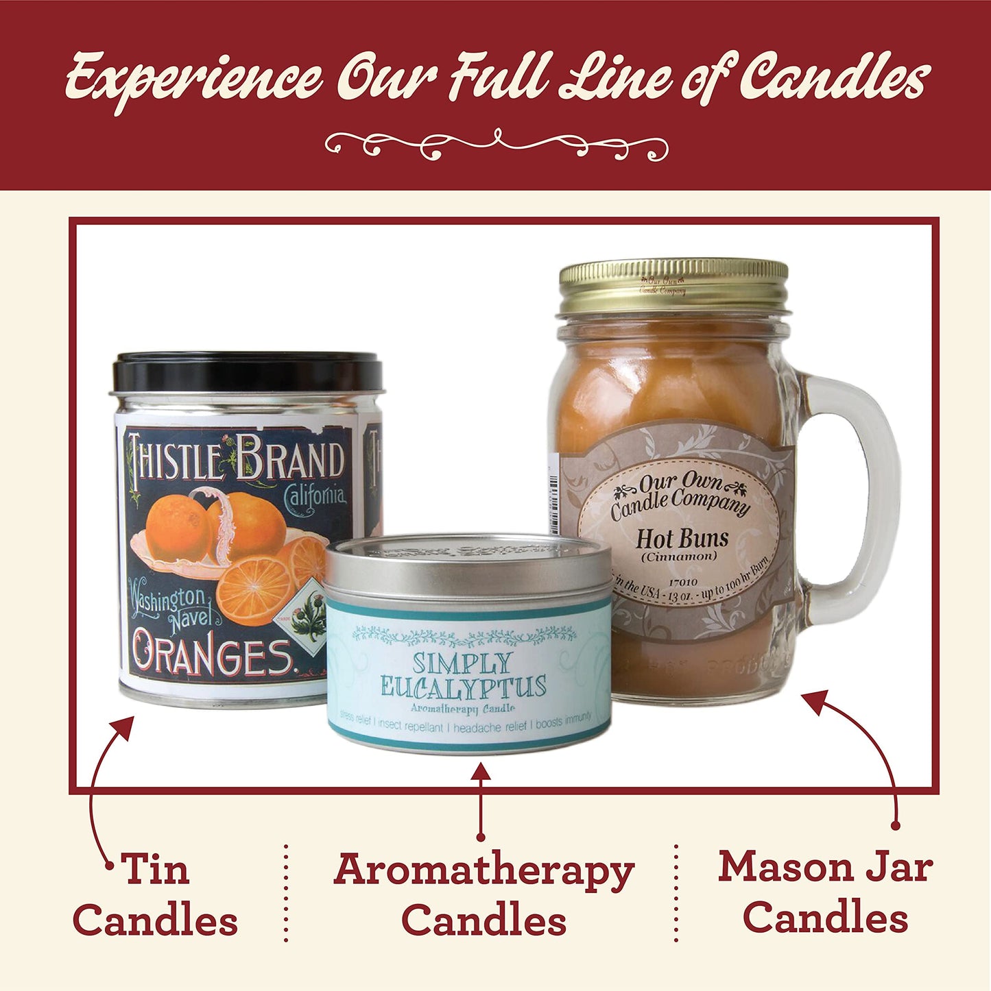 Our Own Candle Company Apple Pie Cinnamon Vanilla Scented Mason Jar Candle, 100 Hour Burn Time, Made in The USA - 13 Ounces