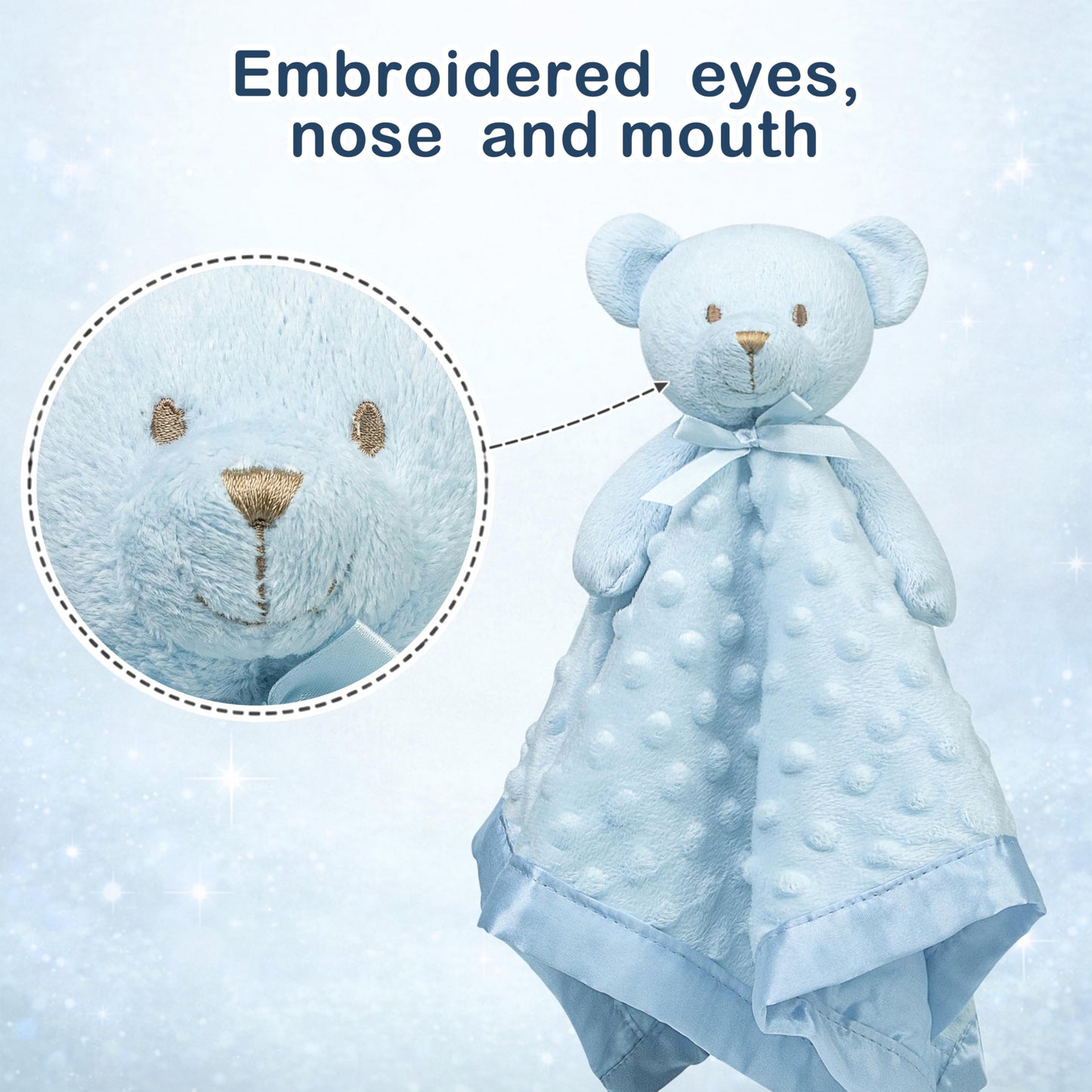 Pro Goleem Teddy Bear Lovey Baby Security Blanket for Boys and Girls Unisex Soft Lovie Baby Gifts for Newborn Toddler Snuggle Toy Stuffed Animal Blue 16 Inch