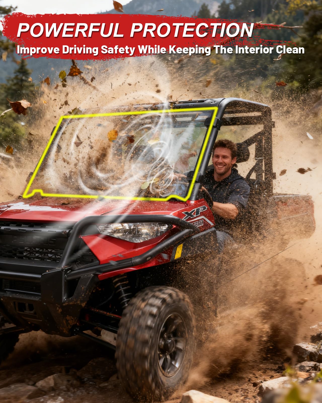 StarknightMT Full Windshield with Sliding Window Compatible with Polaris Ranger XP 1000 / Crew (2017-2026) & Ranger 1000 (2020-2026), Hard Coated Polycarbonate Vented Front Window