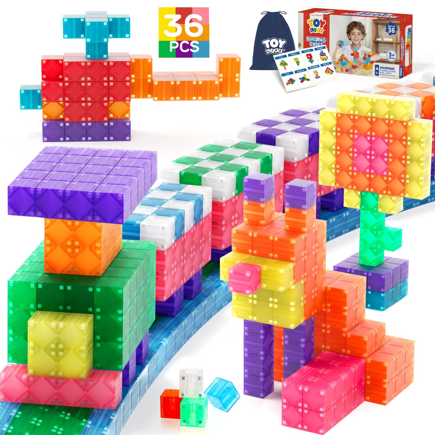 TOY Life 36PCS Magnetic Blocks for Kids Ages 4-8, Magnetic Building Blocks for Toddlers 3-5, Magnet Toys for Toddler, Kids Building Blocks, Toddler Building Toys