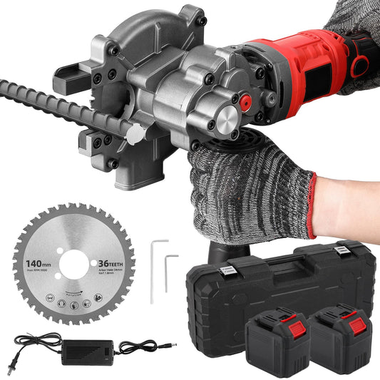 NEWTRY Cordless Rebar Cutter Cutting up to 3/2inch(4-40mm), Electric Rebar Cutter with 2 Batteries & Replacement Saw Blade, Cordless Cutting Edge Saw Cutting Speed 4-5S (900W)