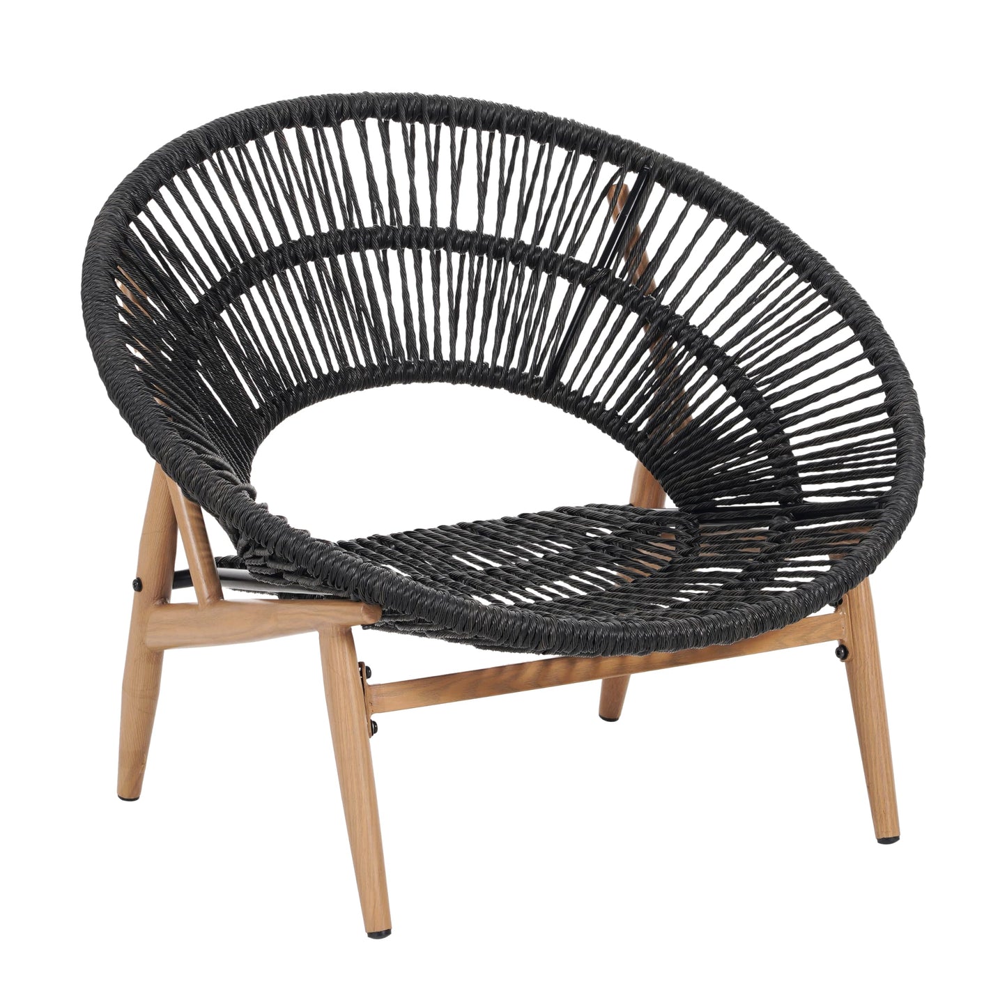 Merax Outdoor Wicker Papasan Chair Set of 2, Rattan Patio Papasan Egg Lounge Chair with Cozy Cushion, Low Seat Round Chair for Backyard Balcony Garden Poolside, All-Weather, Easy Assembly, Grey