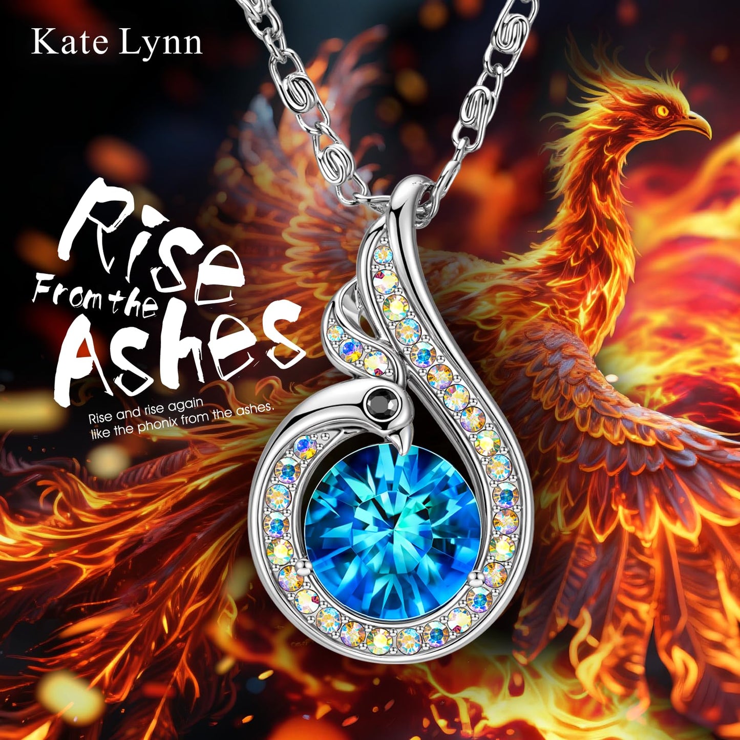 Kate Lynn Phoenix Sapphire Birthstone Necklaces for Women Pendant Necklace Crystal Jewelry, Birthday Gifts for Women Wife Girlfriend Mothers Day Gift for Mom Daughter Unique Lady Christmas Jewelry Gift for Her, September Birthstone Blue Necklace