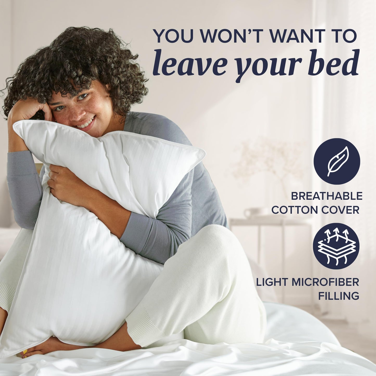 Beckham Hotel Collection 4-Pillow Set – 2 Down Alt & 2 Memory Foam Queen Pillows