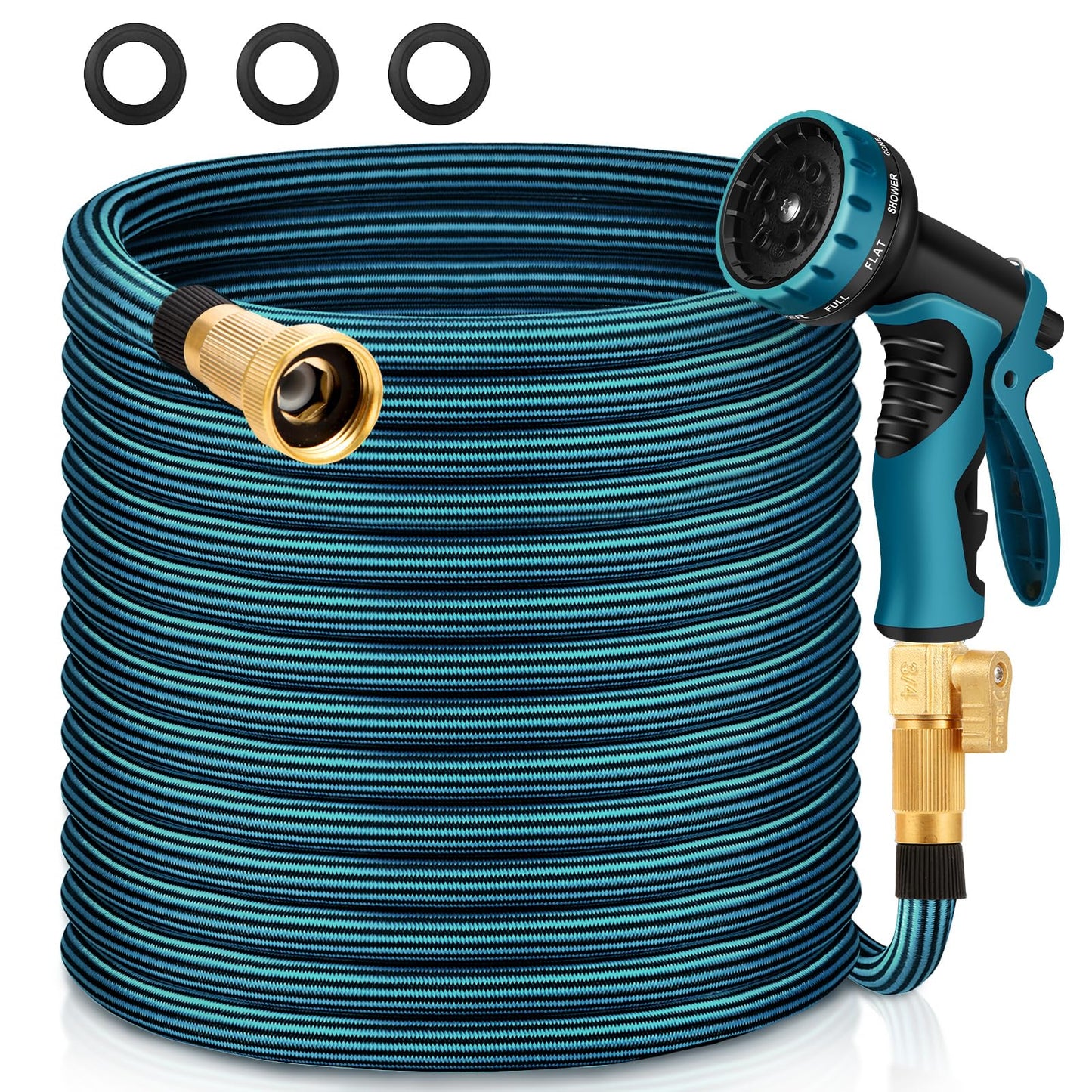 Garden Hose 100FT Non-Expandable Water Hose Lightweight Flexible Kink-Free Leak-Proof Outdoor Hose Portable Watering Pipe for Yard Lawn Camper Outside Durable Fabric with 3/4 Inch Brass Fittings