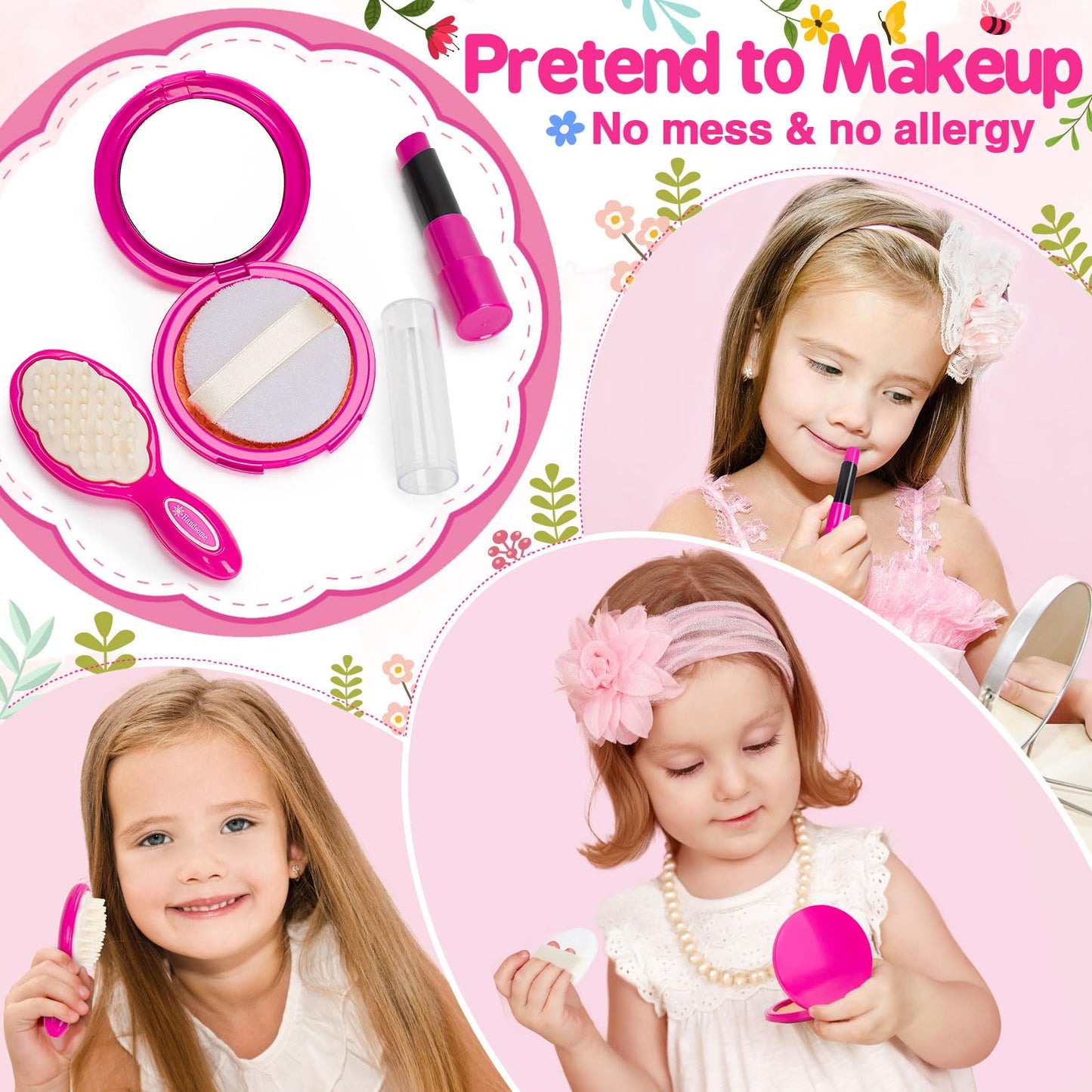 Officygnet Play Purse Toy for Girls 3+ Years Old, Toddler Purse Girl Toys with Pretend Makeup Kit, Pretend Princess Play Toy for Little Girl, Birthday for Toddler Girls Age 3+