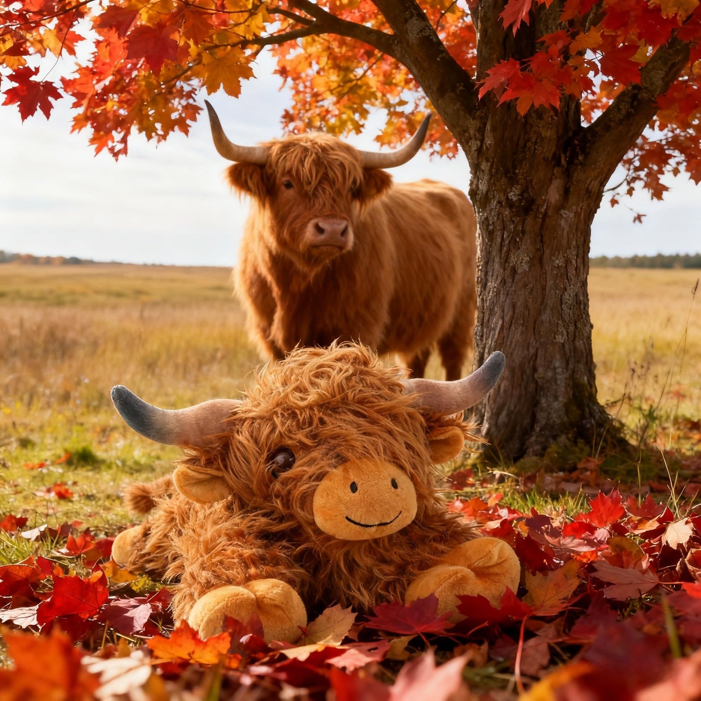 JDF 4lbs Highland Cow Weighted Stuffed Animals, 22in Giant Highland Cow Gift Plush Toy, Adorable Stuffed Animal Adults & Kids Highland Cattle Plushie Pillow Decor