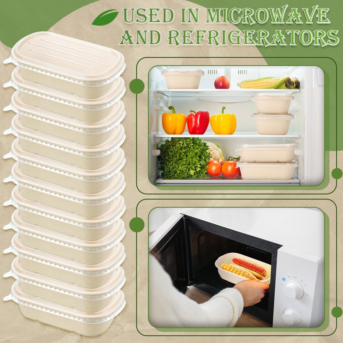 Remerry 100 Sets 23 oz Disposable Bowls with Lids Paper Meal Prep Containers Disposable Paper Food Containers Throw Away Lunch Salad Bowls for Restaurant Party Serving
