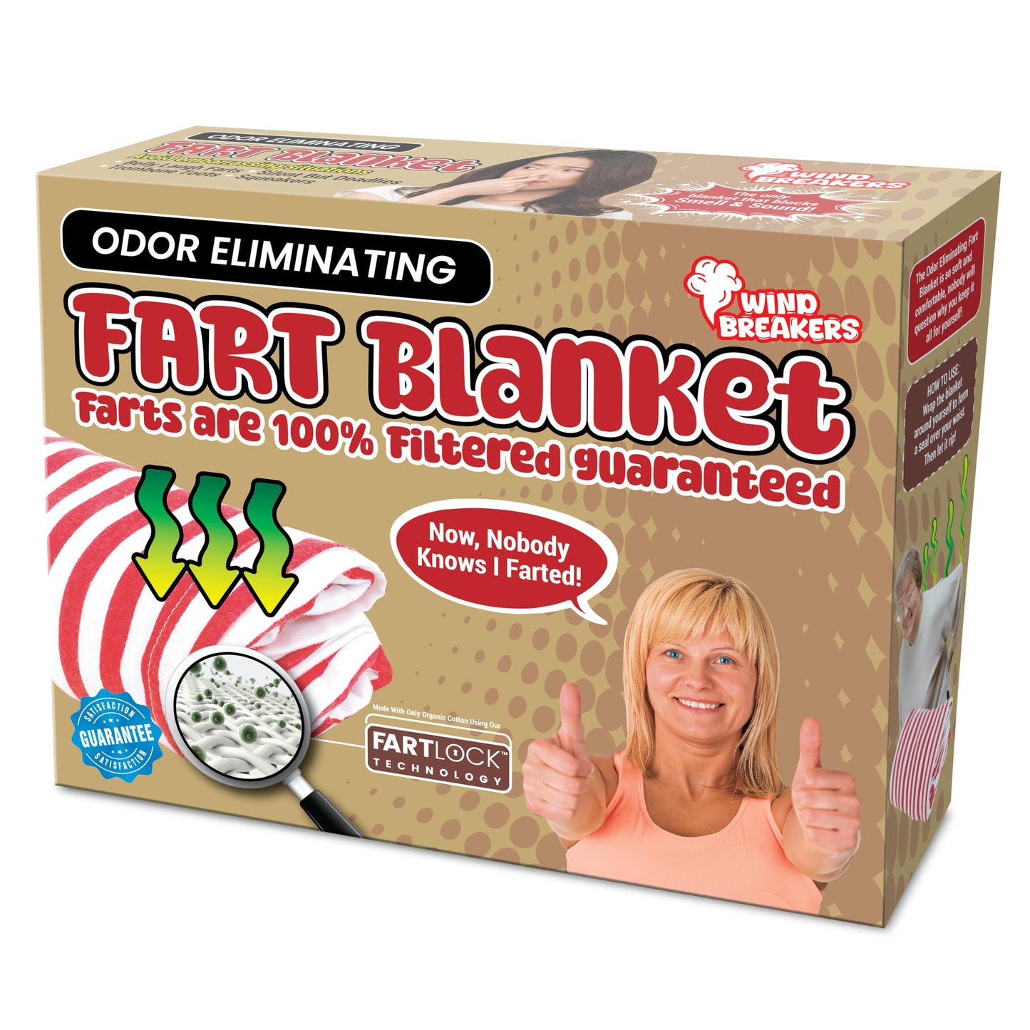 Laugh Out Loud Boxes Fart Blanket – Wrap Your Real Present Inside a Funny Gag Gift Box – Perfect for White Elephant, Secret Santa, Holiday, Birthday, Bachelor Parties - Play a Joke on Your Friends
