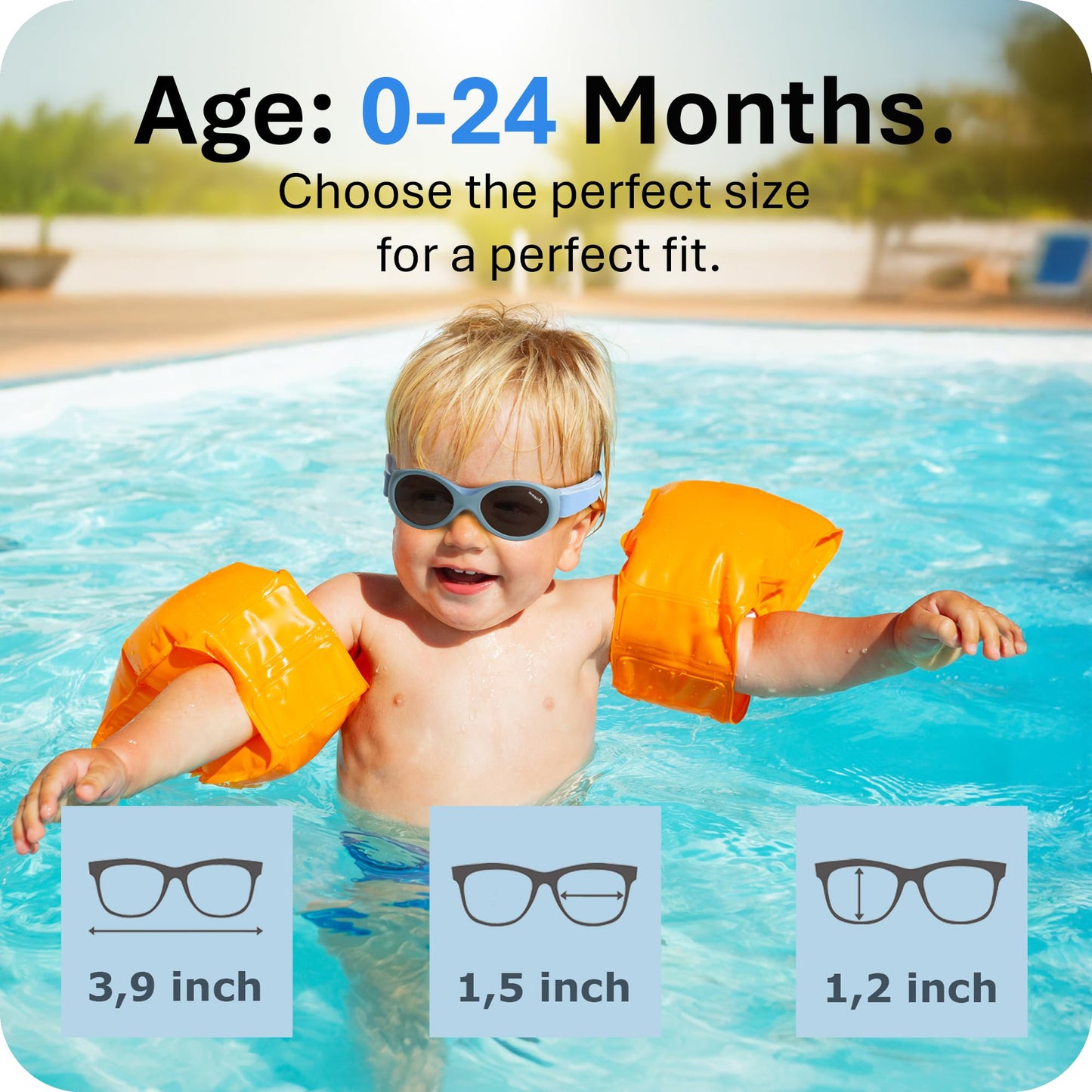Mausito BABY sunglasses boy 0-24 months I FLEXIBLE infant sunglasses with adjustable strap & soft nose pad I 100% UV PROTECTION Baby Sunnies I BPA-Free I European design made for kids
