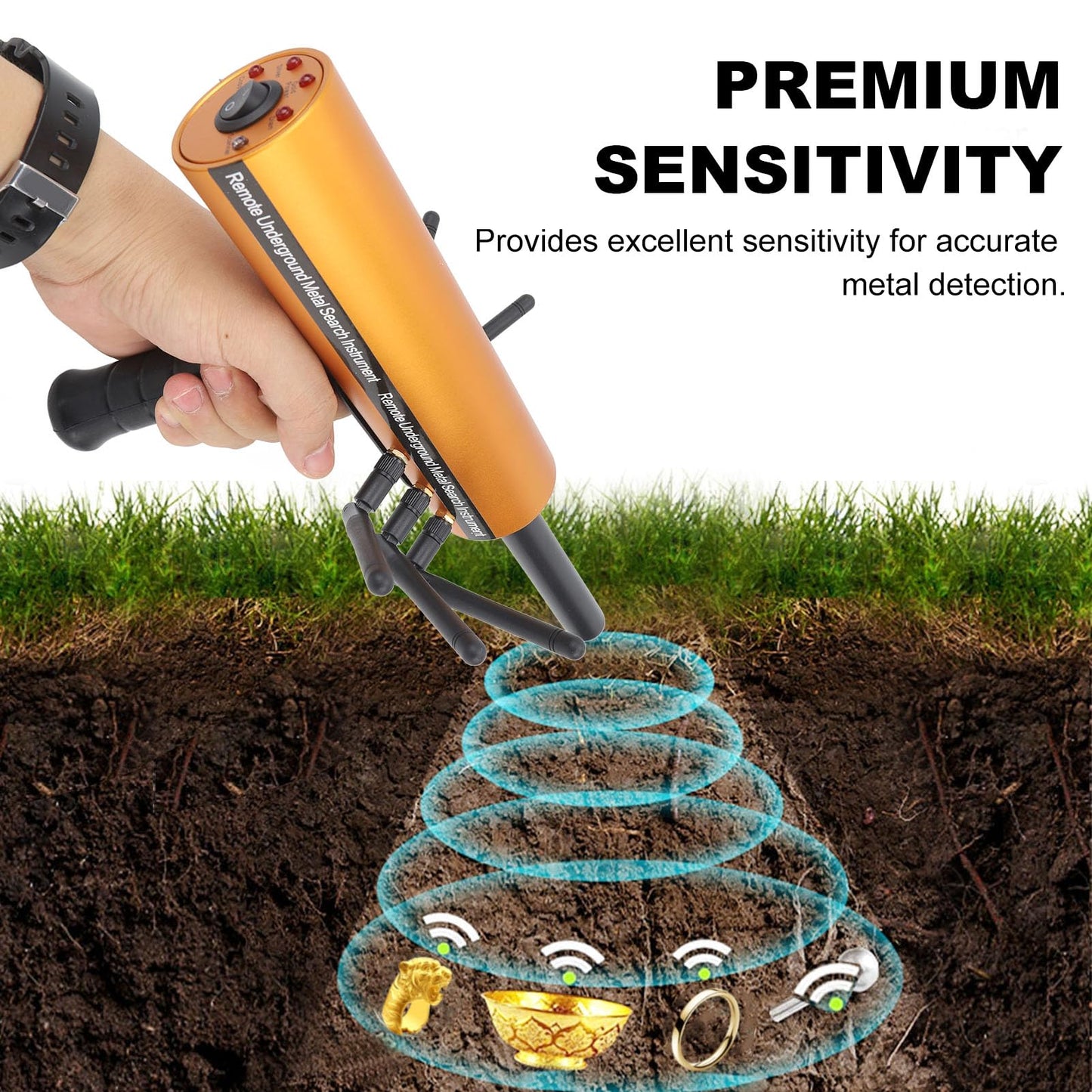 Gold Detector Underground, Ground Penetrating Metal Detector, Metal Pinpointer, 30m Depth 1200m Range 6 Antenna Accurate Finding Gold Detector