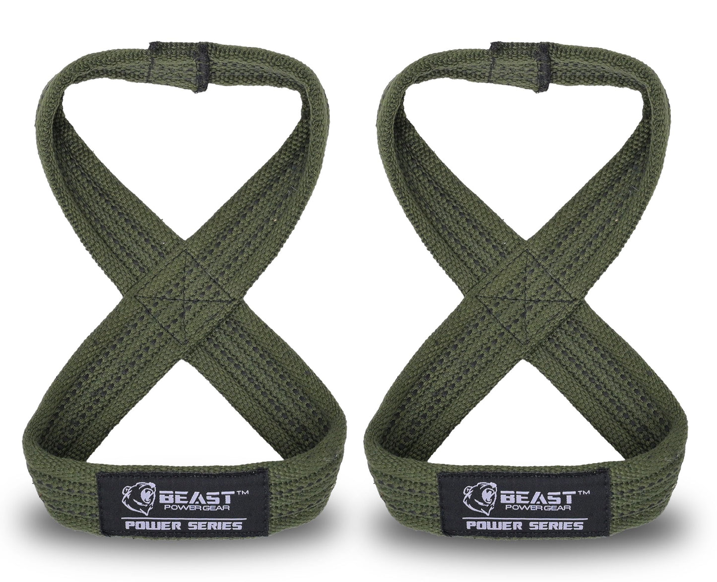 Beastpowergear Figure 8 Strap | Heavy Duty Deadlift Straps Weight Lifting Power Wrist Strap | Weightlifting Powerlifting Shrugs Workout Men Women (Green/Black, Medium 12” (Up to 8.5 Wrist Circumference))