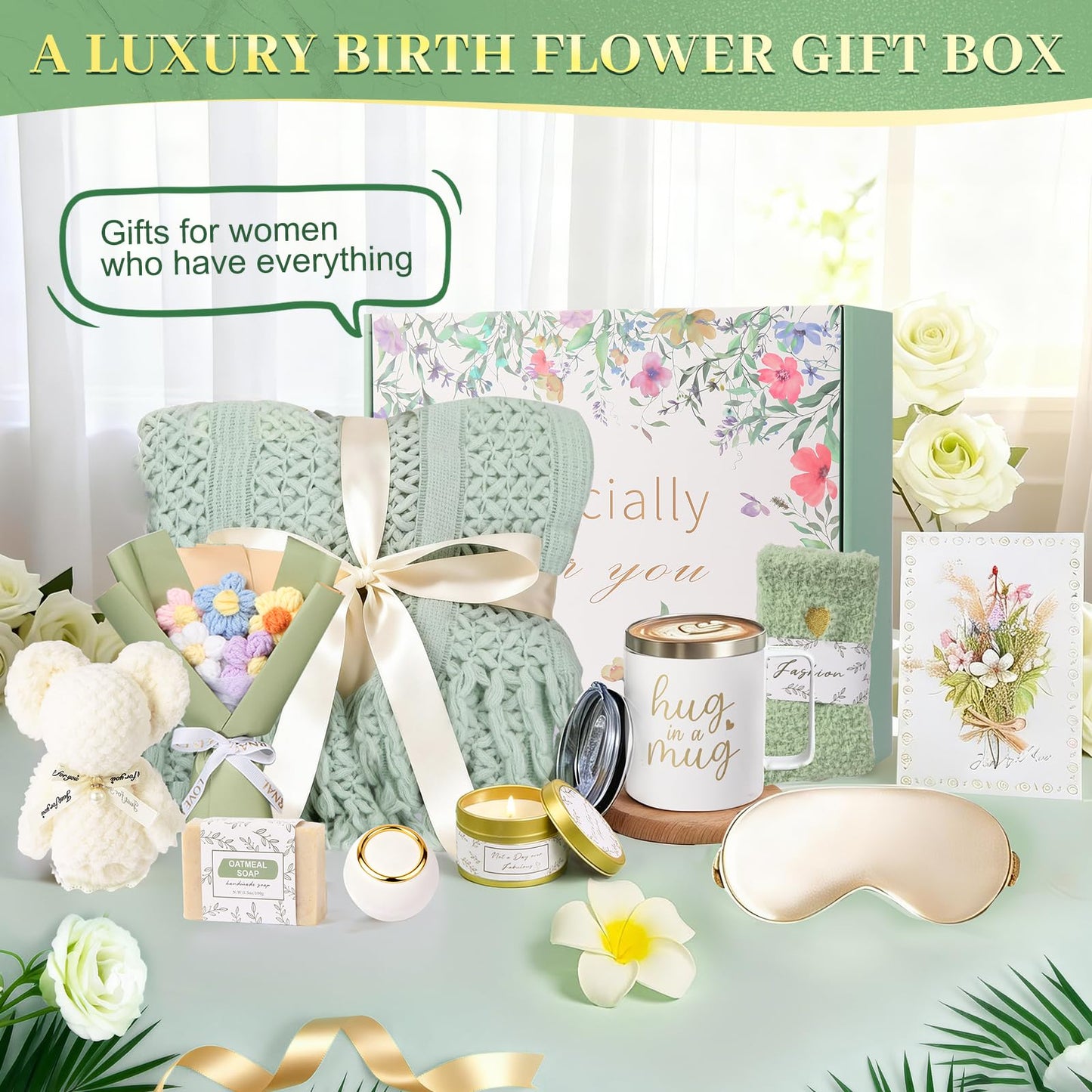 Self Care Gifts for Women, Spa Care Package, Mother's Day and Easter Gifts Friendship Box of Sunshine for Mom Sister Wife, Get Well Soon & Birthday Present, Self Care Basket for Women Recovery