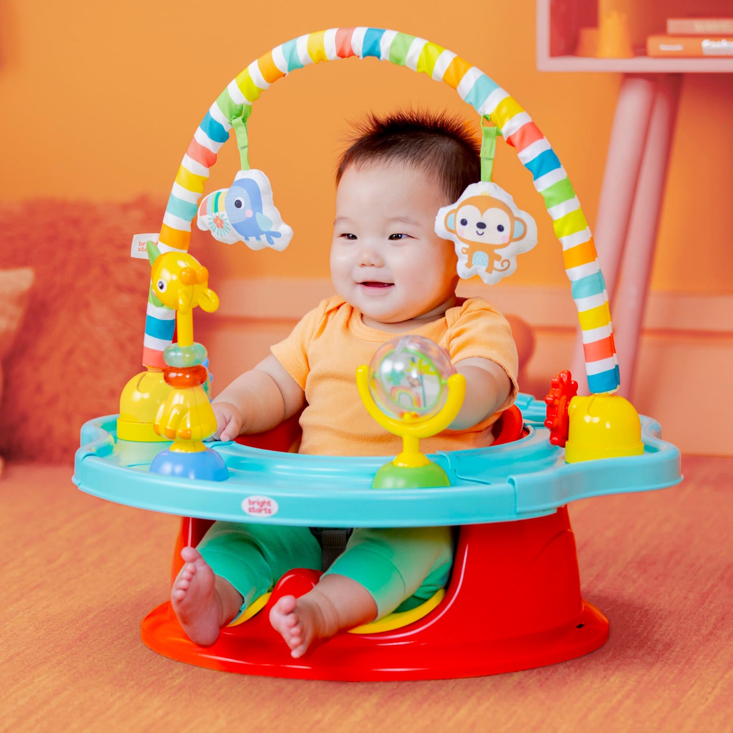 Bright Starts 3-in-1 SuperSeat Playful Paradise, Baby Activity Seat with Toys, Snacking Tray, Booster Seat, BPA Free Tray, Unisex, 6 Months +