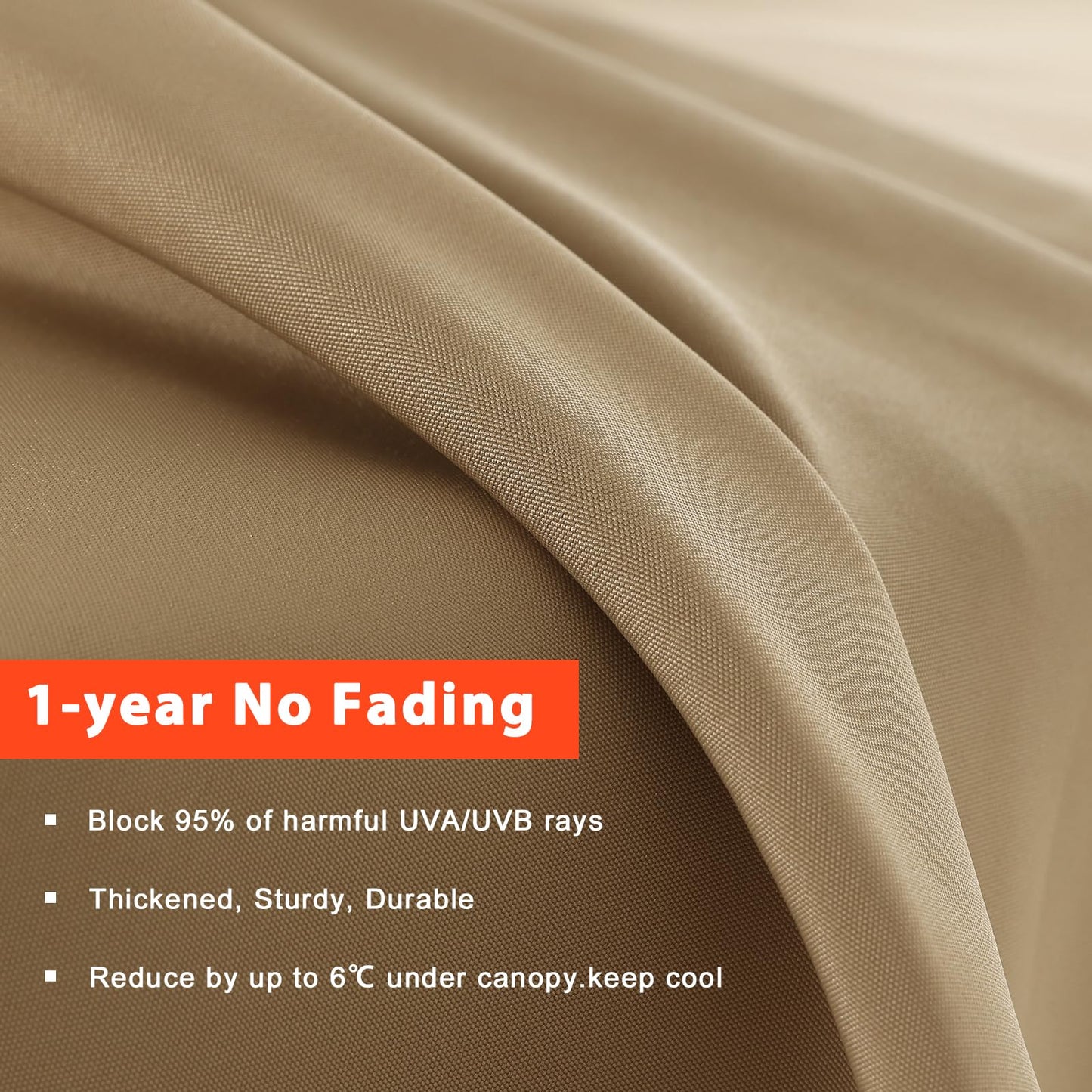 MASTERCANOPY Patio Umbrella 9 ft Replacement Canopy for 8 Ribs-Khaki Canopy Only