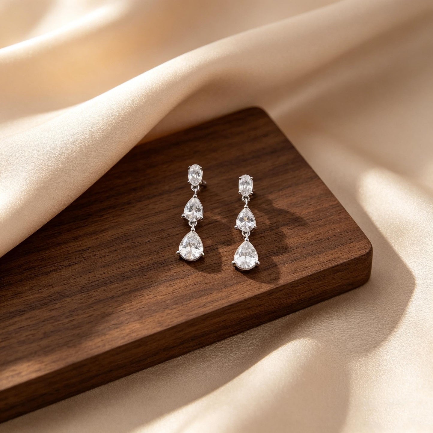 Punhem Dangle Earrings for Women, 14K Gold Plated Elegant Wedding Bride's Long Cubic Zirconia Drop Earrings, Sterling Silver Hypoallergenic Bridesmaid Trendy Dainty Simple Sparkling Wedding Jewelry