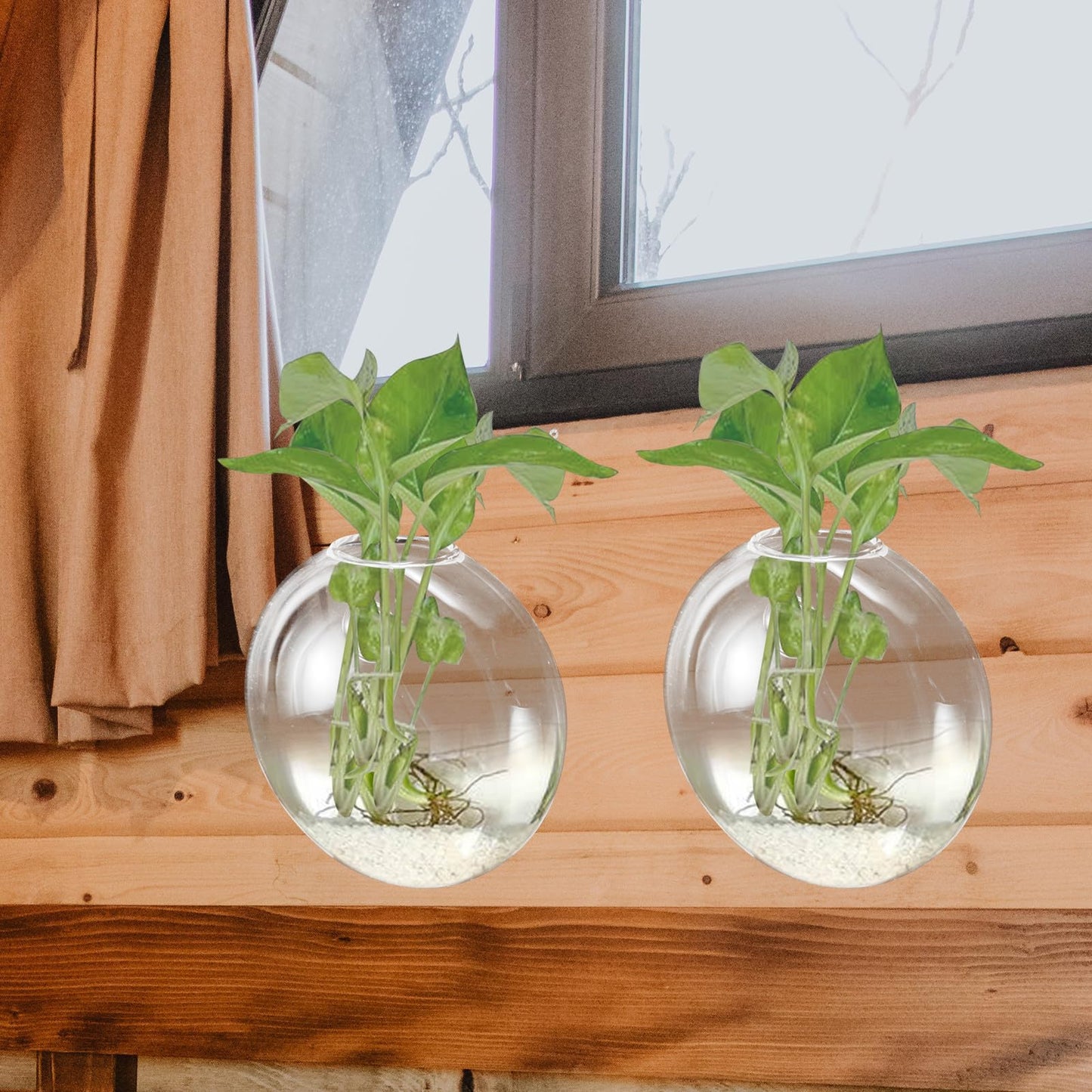 Abaodam Wall Hanging Hydroponic Glass Vase for Plants, Tall Glass Terrarium Planter, Decorative Home Wall-Mounted Flower Pot for Indoor Garden