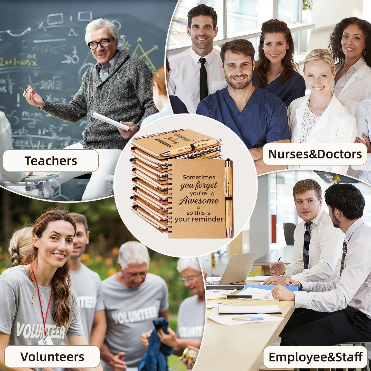 30Pcs/15-Set Employee Appreciation Gifts Bulk, 15 Inspirational Notebooks & 15 Motivational Pens, Appreciation Gift for Coworkers,Teachers, Nurse, Volunteer, Housekeeping, DSP, Team, Gifts for Office